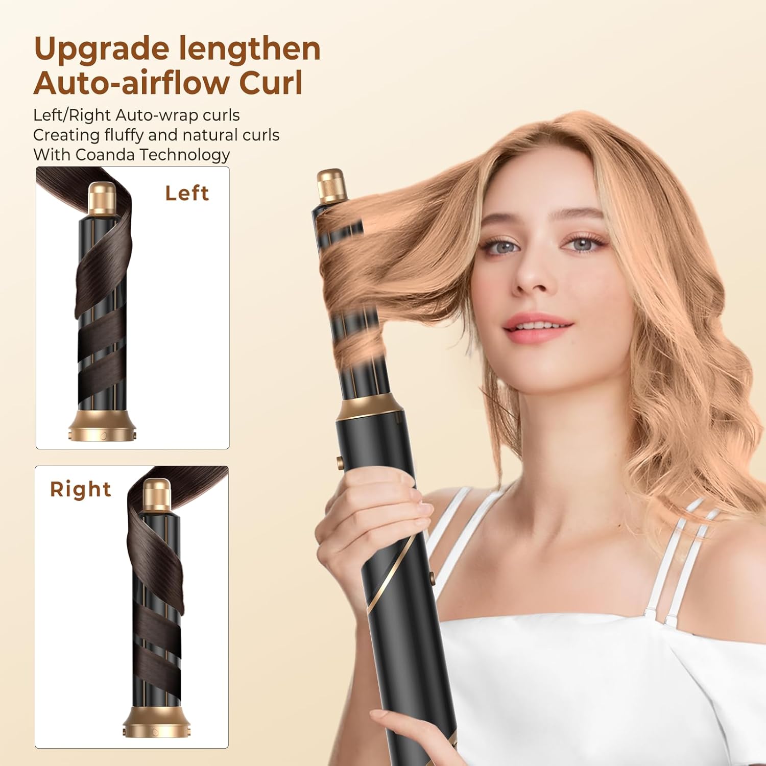 6 in 1 Hair Dryer Brush, Foldable Blow Dryer Brush with Wrap Curler, Detachable Air Hair Styler Curling, Drying,Volumizing, Straightening, Negative Ionic Hair Dryer with Diffuser, Hair Styling Tools - Image 3