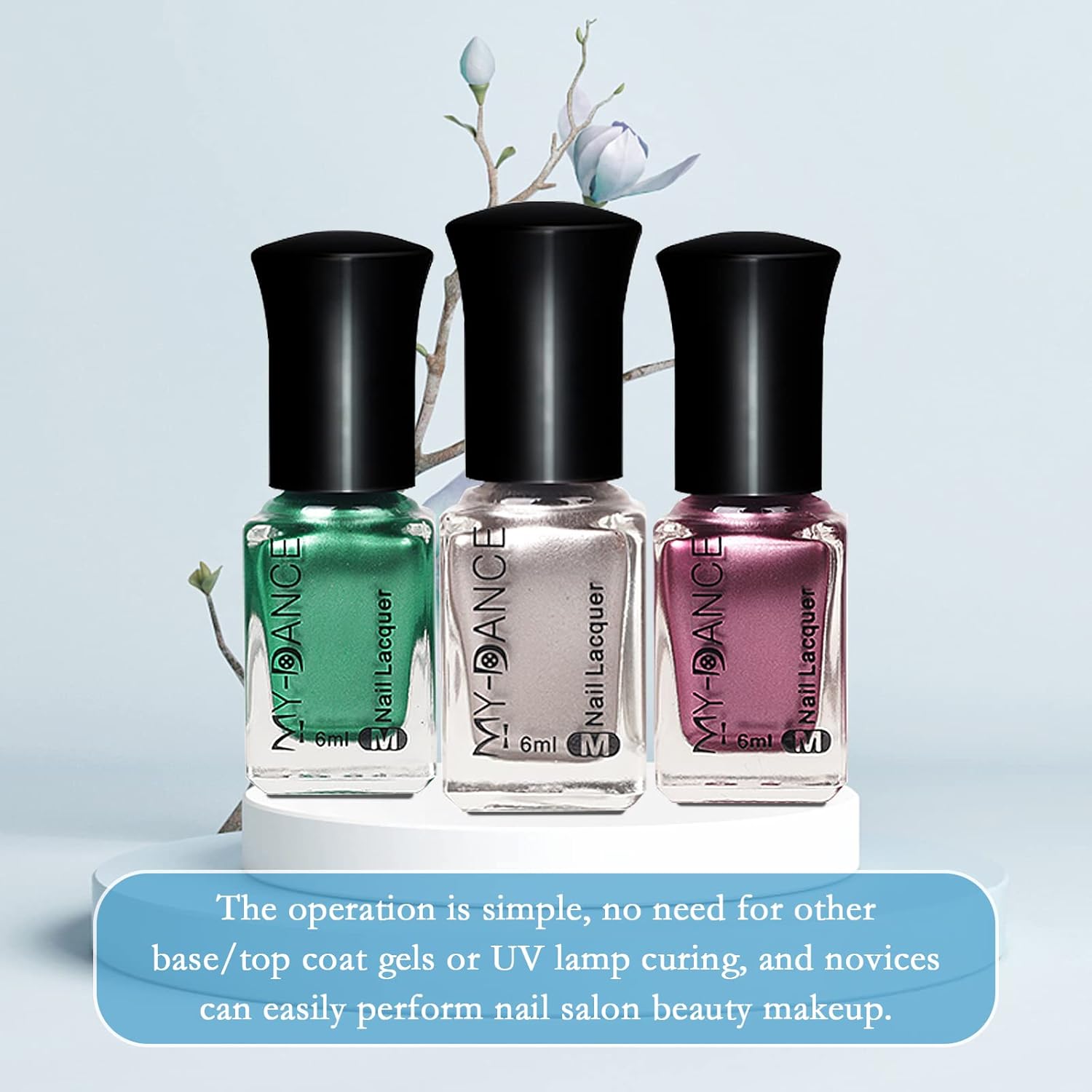 3 Colors Mirror Metallic Nail Polish Set, Metallic Chrome Quick Dry Nail Art Polish - Bright and Shiny Finish, Long-Lasting Mirror Shine Effect 6 ml/Bottle -#B - Image 7