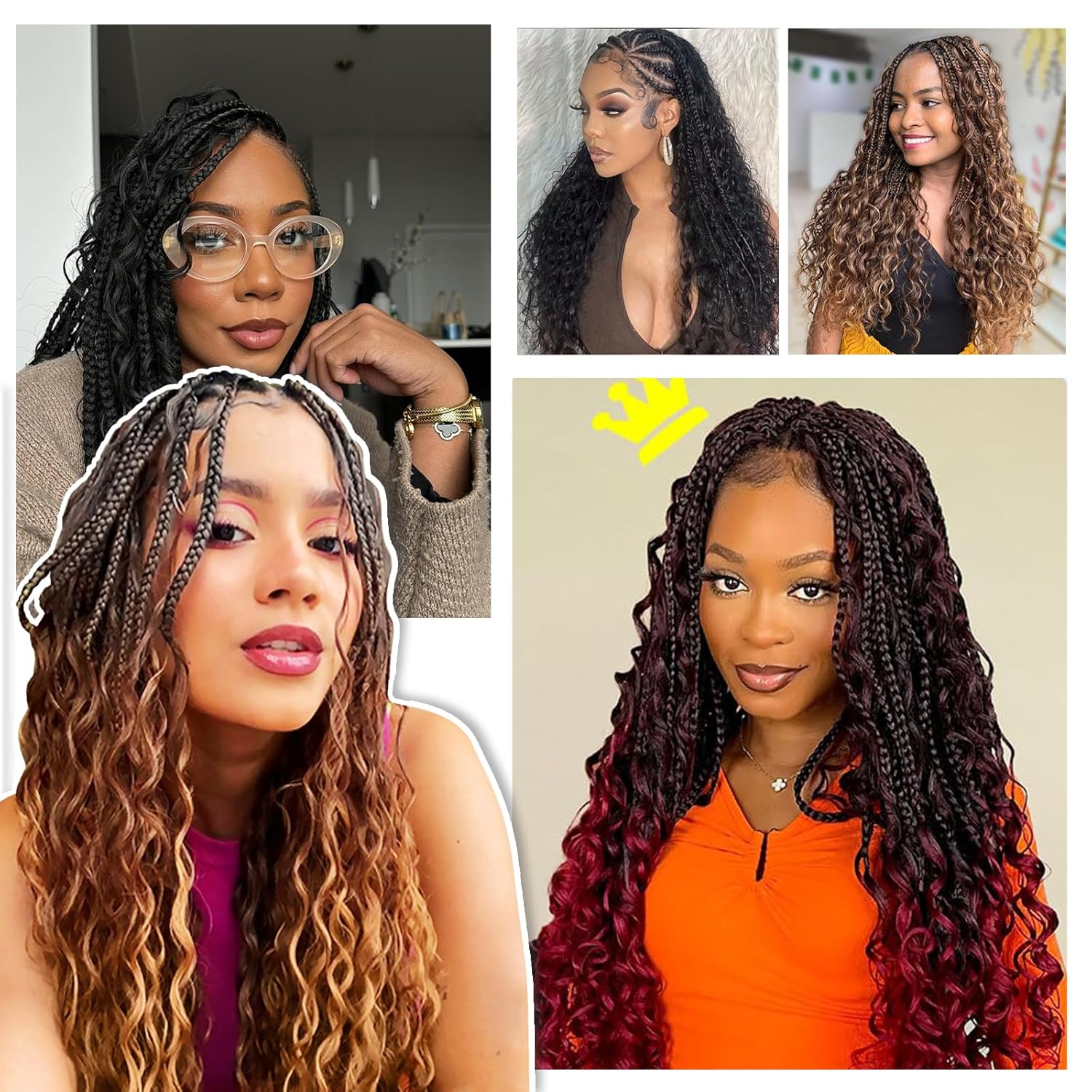 8 Packs Goddess Box Braids Crochet Hair for Black Women -14 Inch Crochet Braids Hair Bohomian Box Braid Crochet Hair Synthetic Braiding Hair (1B/30/27) - Image 2