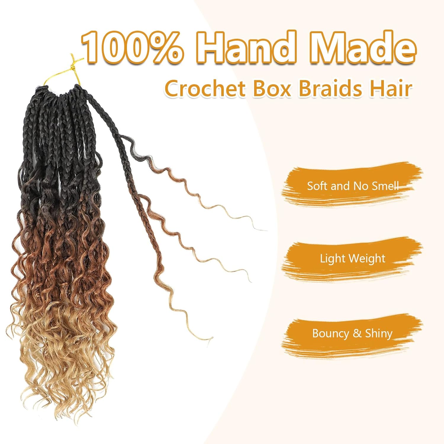 8 Packs Goddess Box Braids Crochet Hair for Black Women -14 Inch Crochet Braids Hair Bohomian Box Braid Crochet Hair Synthetic Braiding Hair (1B/30/27) - Image 4