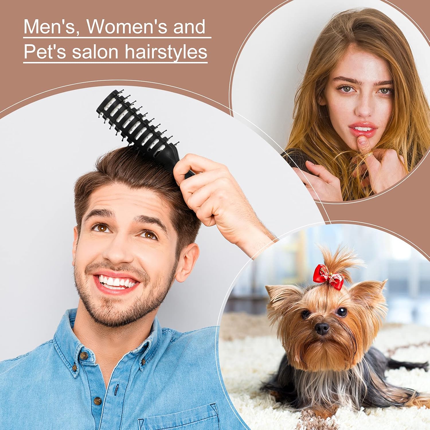 8 Pcs Curved Vented Hair Brush Set Bulk Vent Brushes Anti Static Detangling Brush with Ball Tipped Bristles and Lightweight Grip Control for Wet Short Curly Straight Hair Blow Drying Quickly, Black - Image 5
