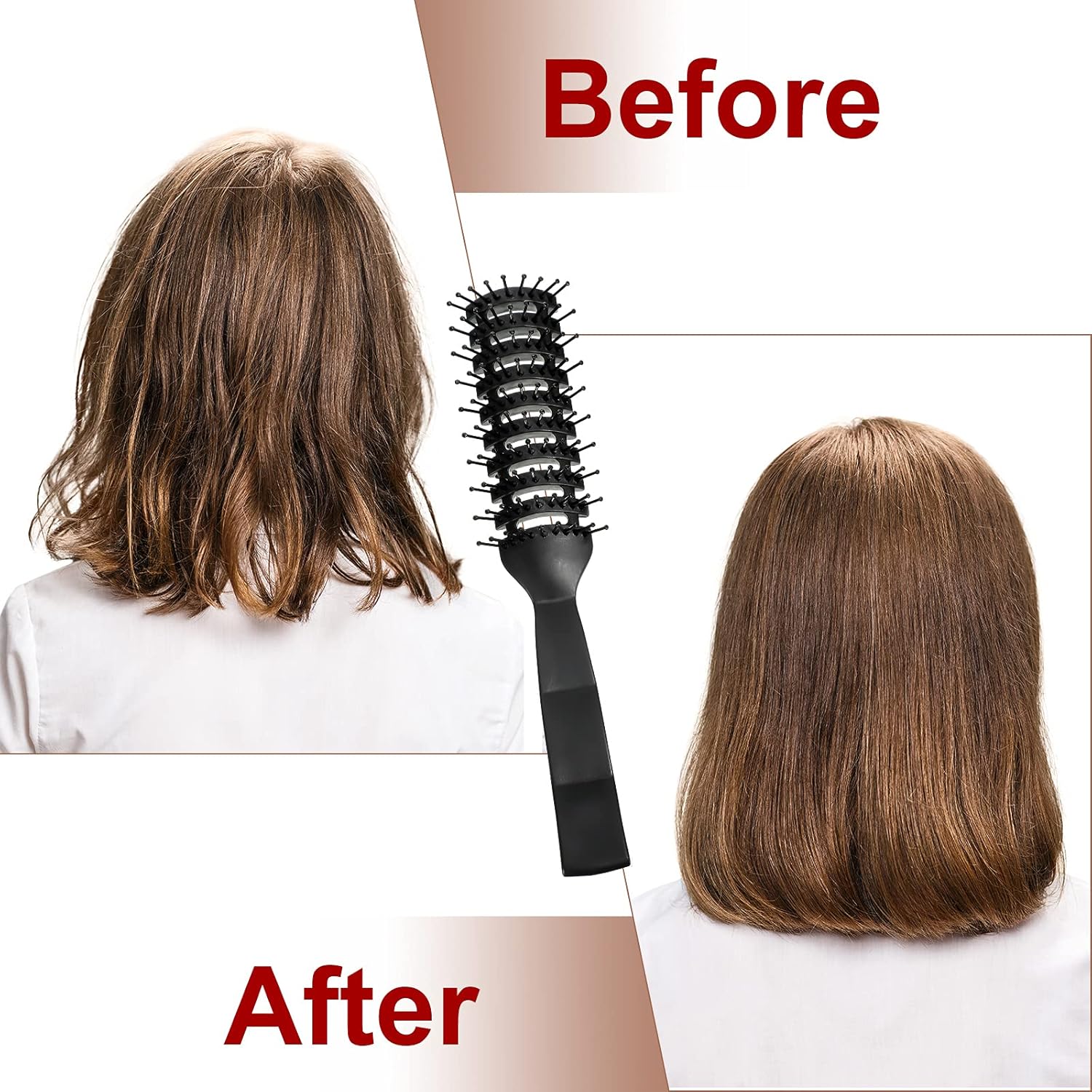 8 Pcs Curved Vented Hair Brush Set Bulk Vent Brushes Anti Static Detangling Brush with Ball Tipped Bristles and Lightweight Grip Control for Wet Short Curly Straight Hair Blow Drying Quickly, Black - Image 4
