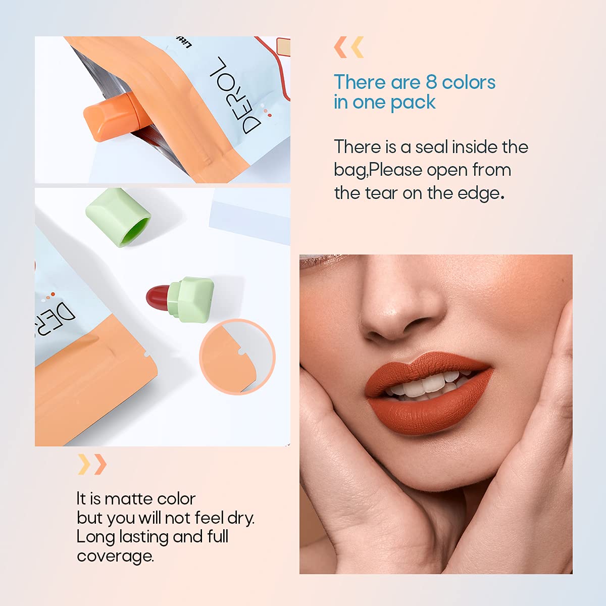 8 Pcs Mini Candy Matte Lipstick Set Velvet Lipstick Set Nonstick Cup Easy To Color Long-lasting Waterproof Swab Lipstick Makeup Gift Set - Image 5