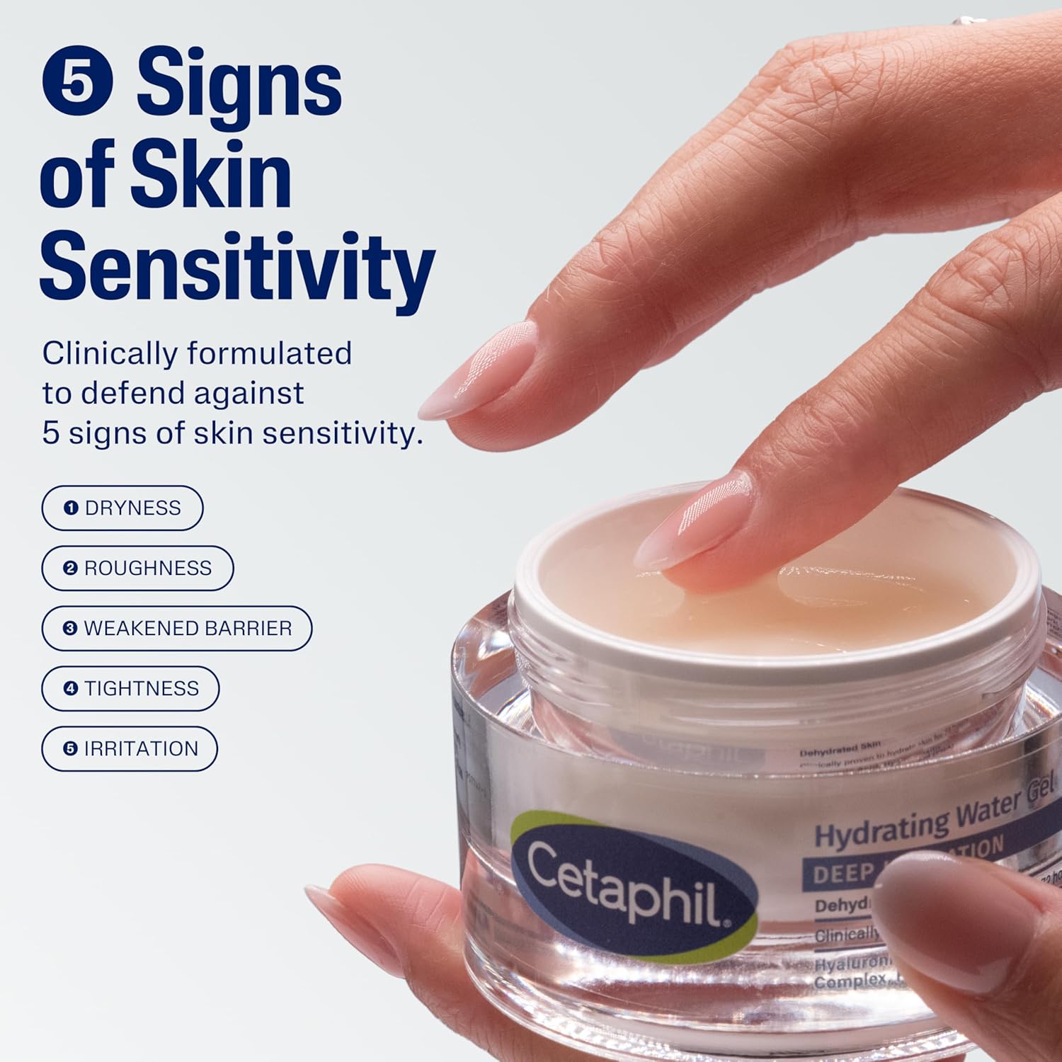 Cetaphil Deep Hydration Skin Restoring Water Gel with Hyaluronic and Polyglutamic Acid, Face Moisturizer, 72 Hour Hydration, For Dry, Dehydrated Sensitive Skin, Fragrance Free, 1.7 oz, Fragrance Free - Image 5