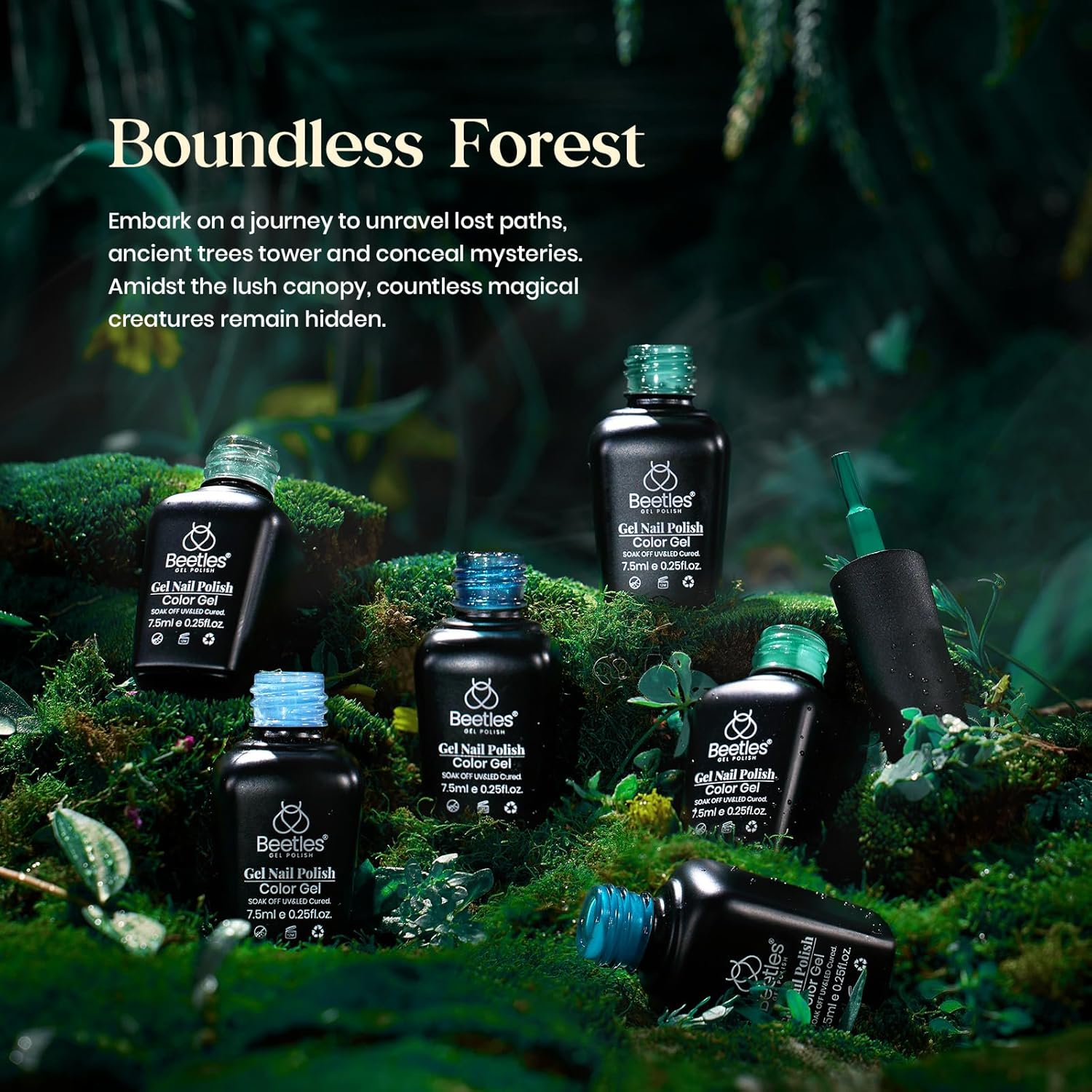 Beetles Green Gel Nail Polish Set 6 Colors Forest Dark Green Gel Nail Polish Soak Off Uv LED Nail Lamp Gel Nail Kit Home DIY Manicure Nail Salon - Image 2