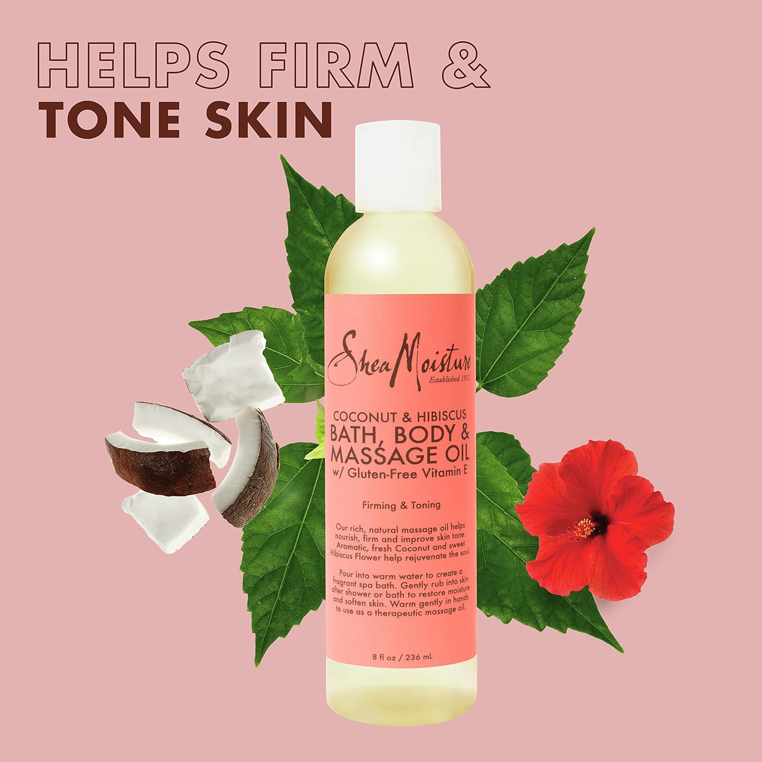 SheaMoisture Body Oil, Bath, And Massage For Dull Skin Coconut Oil And Hibiscus For Glowing Skin 8 oz - Image 3