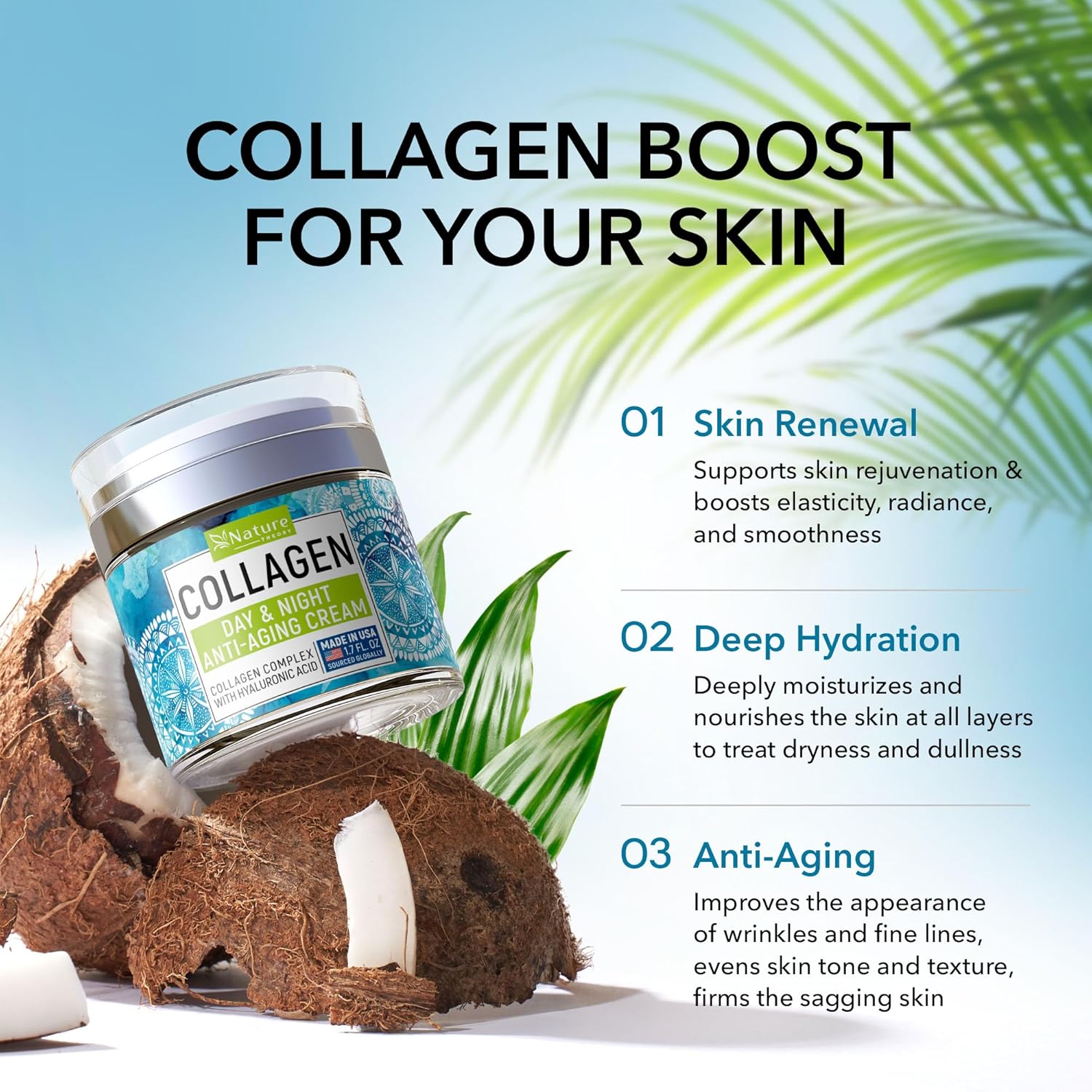 Collagen Cream for Face with Retinol & Hyaluronic Acid - Face Moisturizer for Women & Men - Skin Tightening Firming Cream - Anti Aging Face Wrinkle Cream, Day & Night Moisturizing Facial Cream - 1.7oz - Image 4