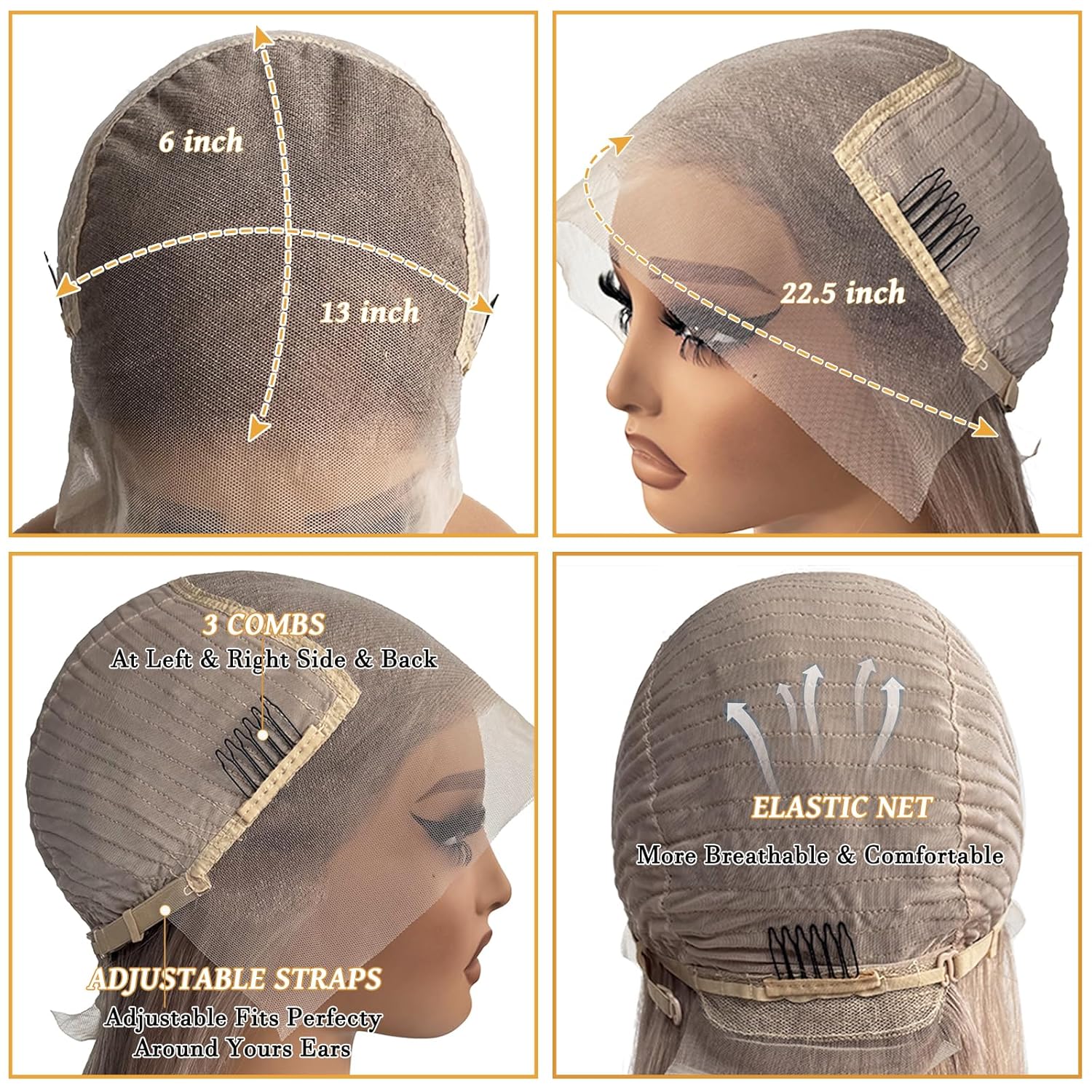 30Inch Long Straight Ash Blonde Lace Front Wigs Human Hair for Women, Light Ash Blonde Colored 13x6 HD Invisible Lace Front Wig Human Hair, Free Part Glueless Wigs, Pre Plucked Pre Cut - Image 2