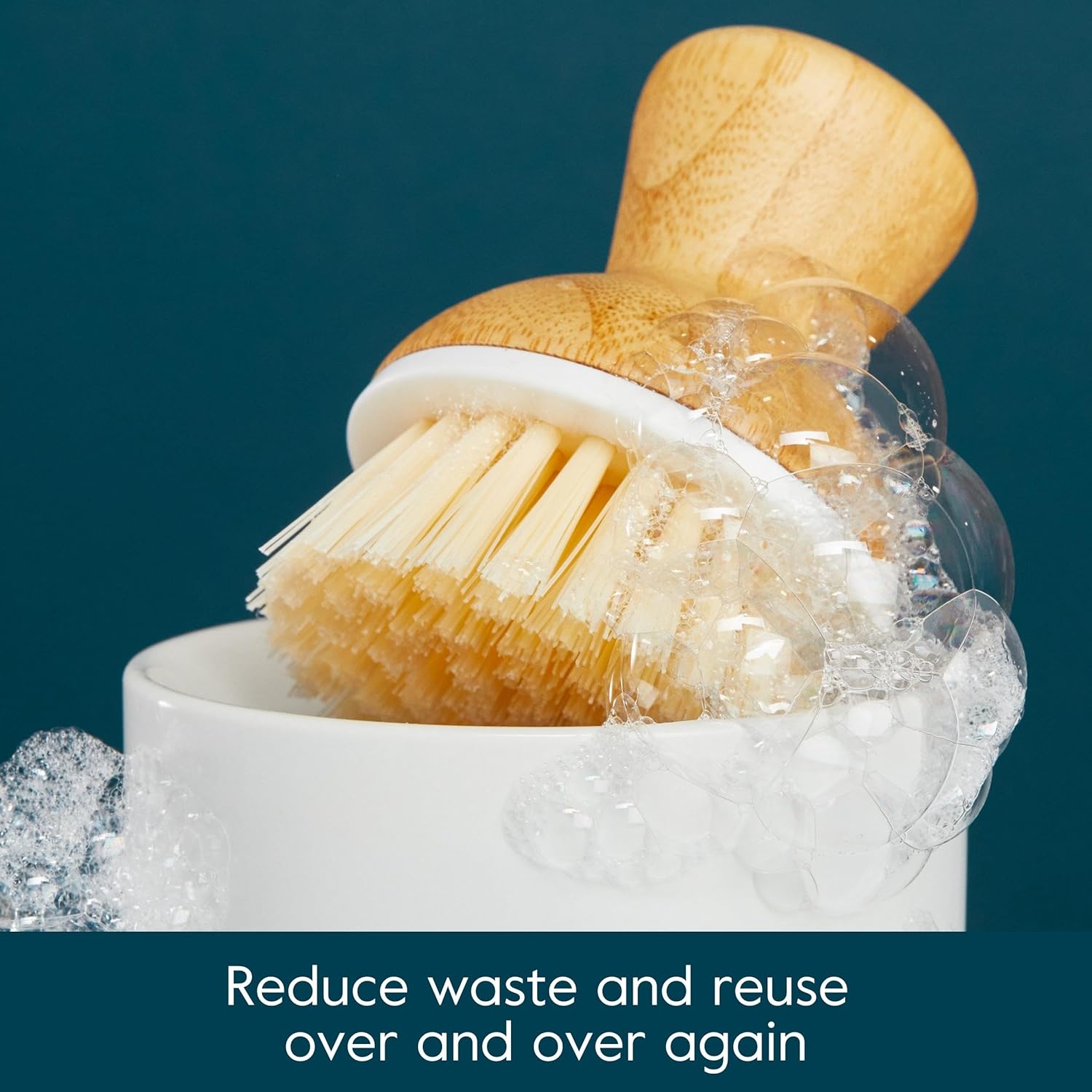 Grove Co. Bubble-Up Dish Soap Dispenser & 2 Pack Brush Set, Ergonomically Designed Dish Scrubber, Removes Tough Messes, Gentle on Dishes, Sustainable Solution to The World's Waste - Image 6