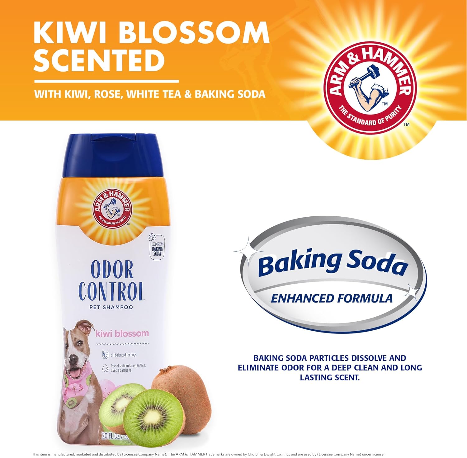 Arm & Hammer Deodorizing Dog Shampoo for Smelly Dogs & Puppies with Baking Soda, Moisturizing Dog Shampoo for Sensitive Skin - Dog Odor Shampoo - Kiwi Blossom Scent, 20 Fl Oz - Image 3