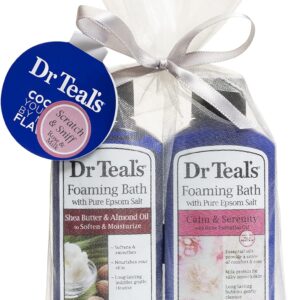 Dr Teal's Foaming Bath Holiday Gift Combo Pack (6 fl oz Total): Soften & Moisturize with Shea Butter & Almond Oil and Calm & Serenity with Rose Essential Oil. Treat Your Skin, Senses, and Stress