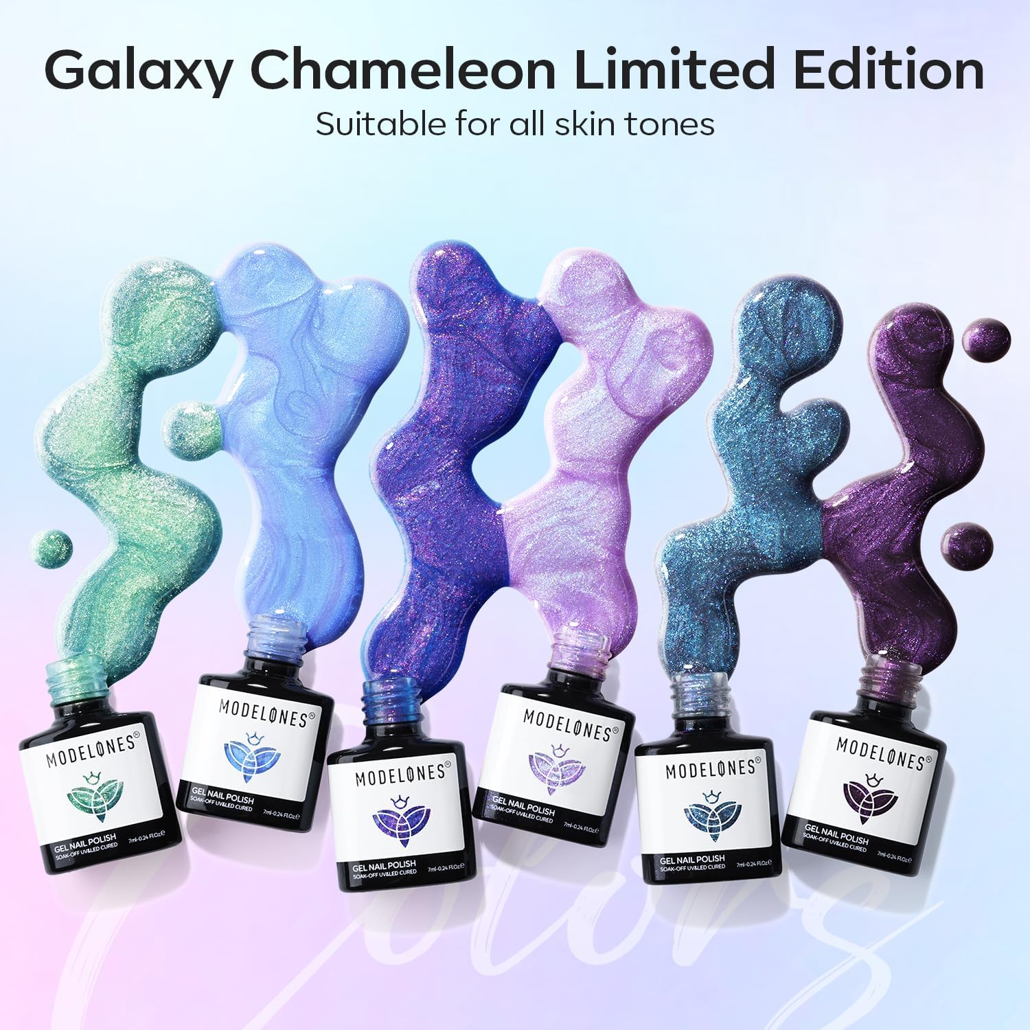 modelones Chameleon Gel Nail Polish Set- 6 Colors Aurora Shimmer Glitter Gel Polish Kit Blue Green Purple Nail Gel Polish All Seasons Soak Off LED Nail Lamp Nail Art Gel Kit DIY Salon Gift for Women - Image 3
