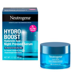 Neutrogena Hydro Boost Night Pressed Serum, Hyaluronic Acid Face Moisturizer for Normal to Extra Dry Skin, Delivers Overnight Hydration for Restored, Revitalized, Dewy Skin, 1.7 oz