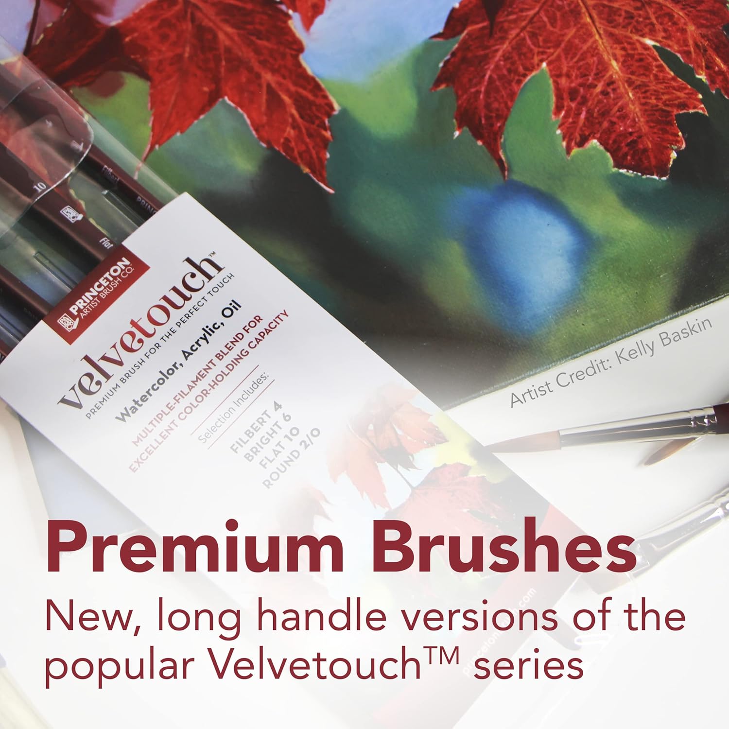 Princeton Velvetouch Jenna Rainey Blooms Brush, Long Handle, Size 12 - Professional Artist Brushes for Mixed Media, Acrylic, Oil - Image 2