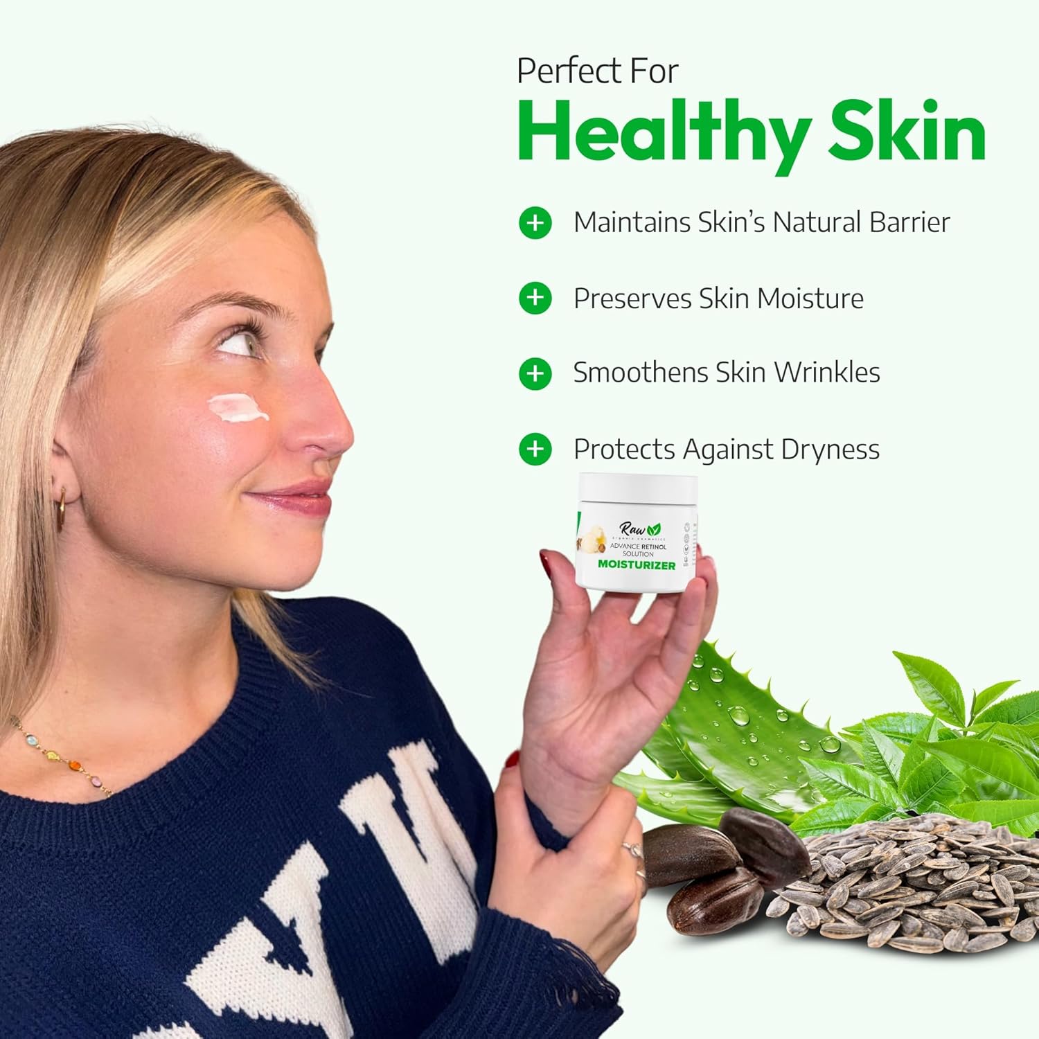 USDA Organic Retinol Face Cream 2.5% - Beginner-Friendly Anti Aging Moisturizer for Sensitive Skin with Liposomal, Hyaluronic Acid & Collagen Booster - Fragrance Free, Made in USA, 2 oz - Image 5