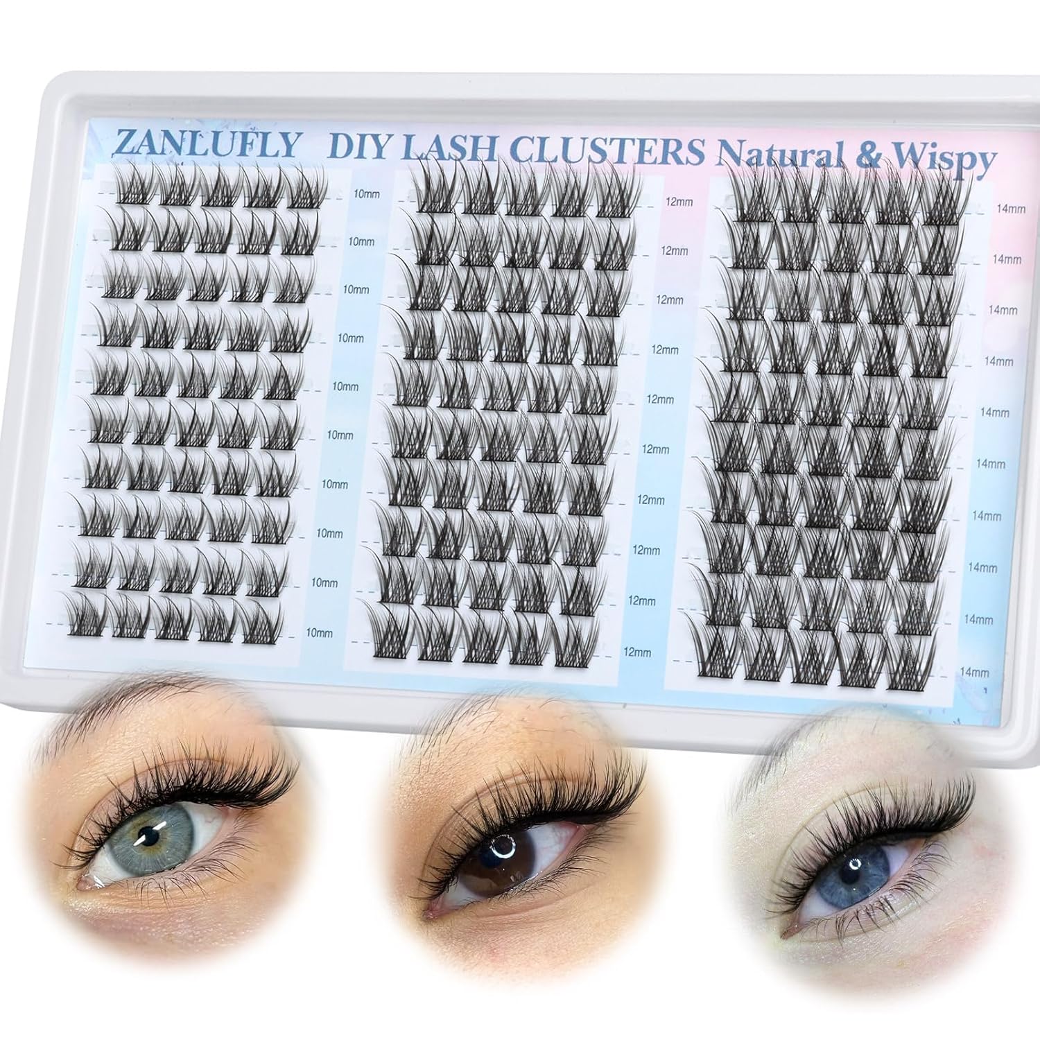 Lash Clusters Wispy Eyelash Clusters Natural C-Curly Cluster Lashes zanlufly Wispy Individual Lashes 150Pcs Eyelash Extension 10 12 14MM DIY Lash Extensional Lash Clusters - Image 7