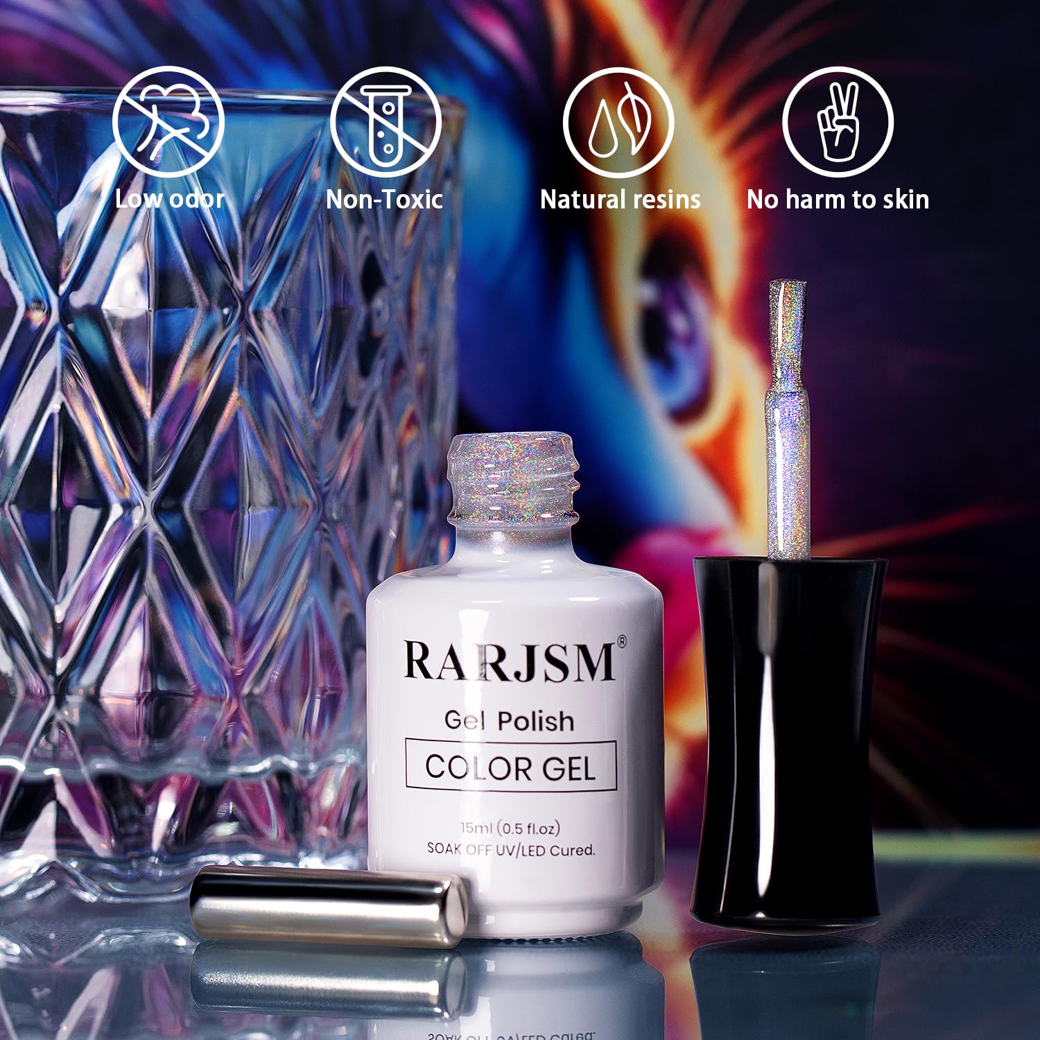 RARJSM 9D Cat Eye Gel Nail Polish Kit with Magnet Stick Clear Silver Glitter for DIY Nail Art - Image 7