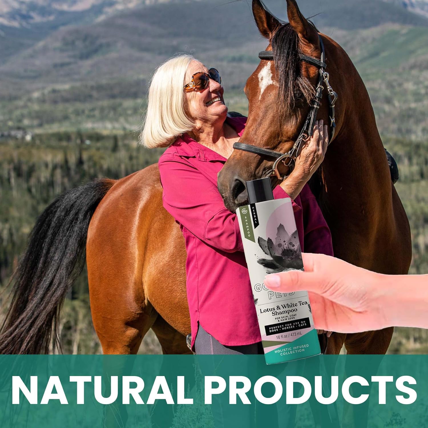 Holistic Natural Derived Lotus and White Tea Pet Shampoo: Veterinarian Recommended - Remove Dirt, Cleanse and Restore Your Dog, Cat or Horse Coat - Made in USA - 16 oz