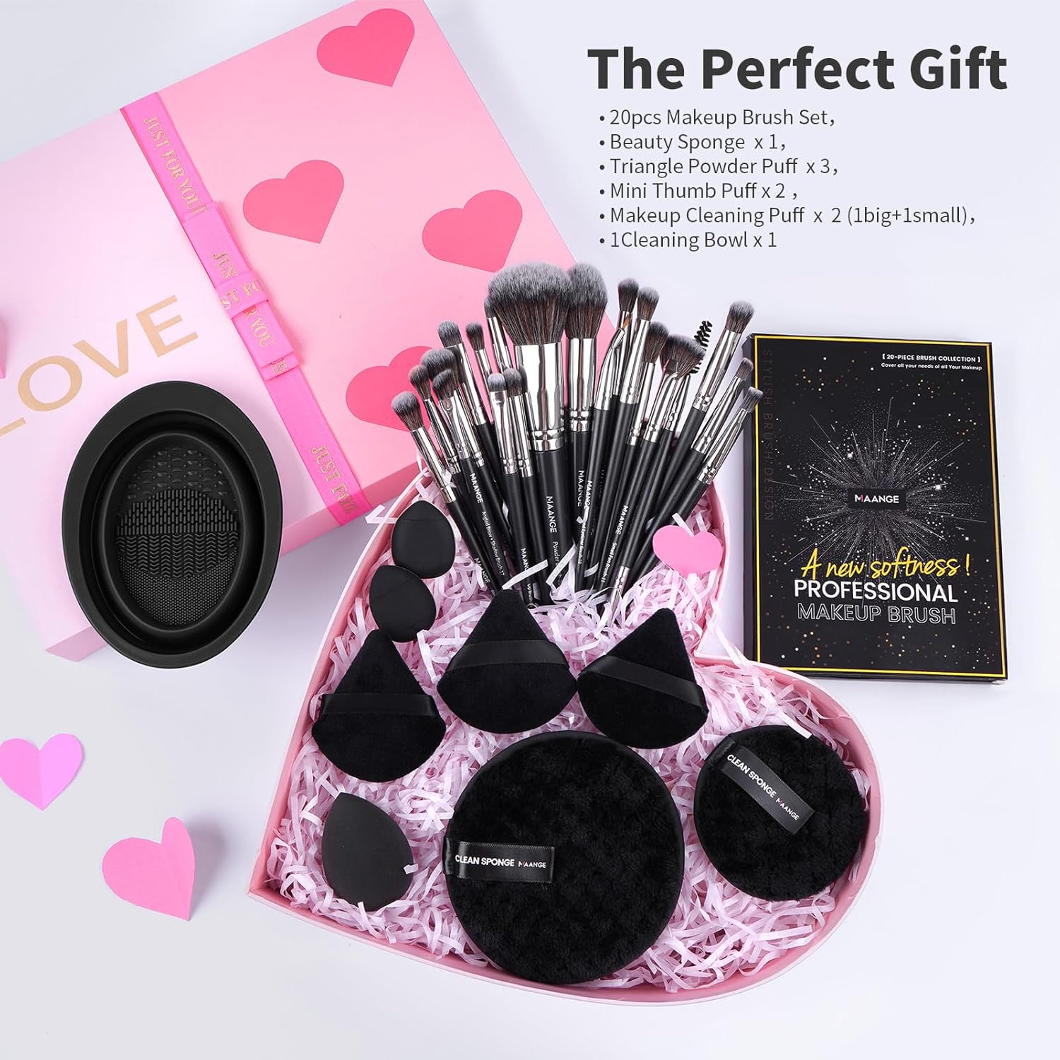 MAANGE Makeup Brushes 29 Pcs Makeup Kit, Premium Synthetic Foundation Powder Concealers Eye shadows Blush Brush Make up Brushes Set (Black, 29 Piece Set) - Image 2