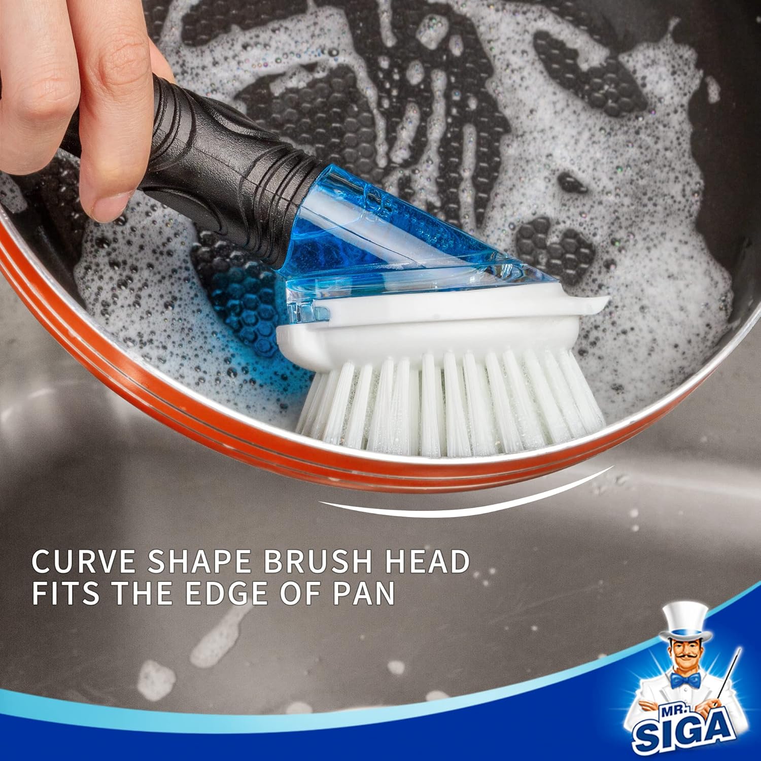 MR.SIGA Soap Dispensing Dish Brush Storage Set, Kitchen Brush with Holder for Pot Pan Sink Cleaning - Image 5