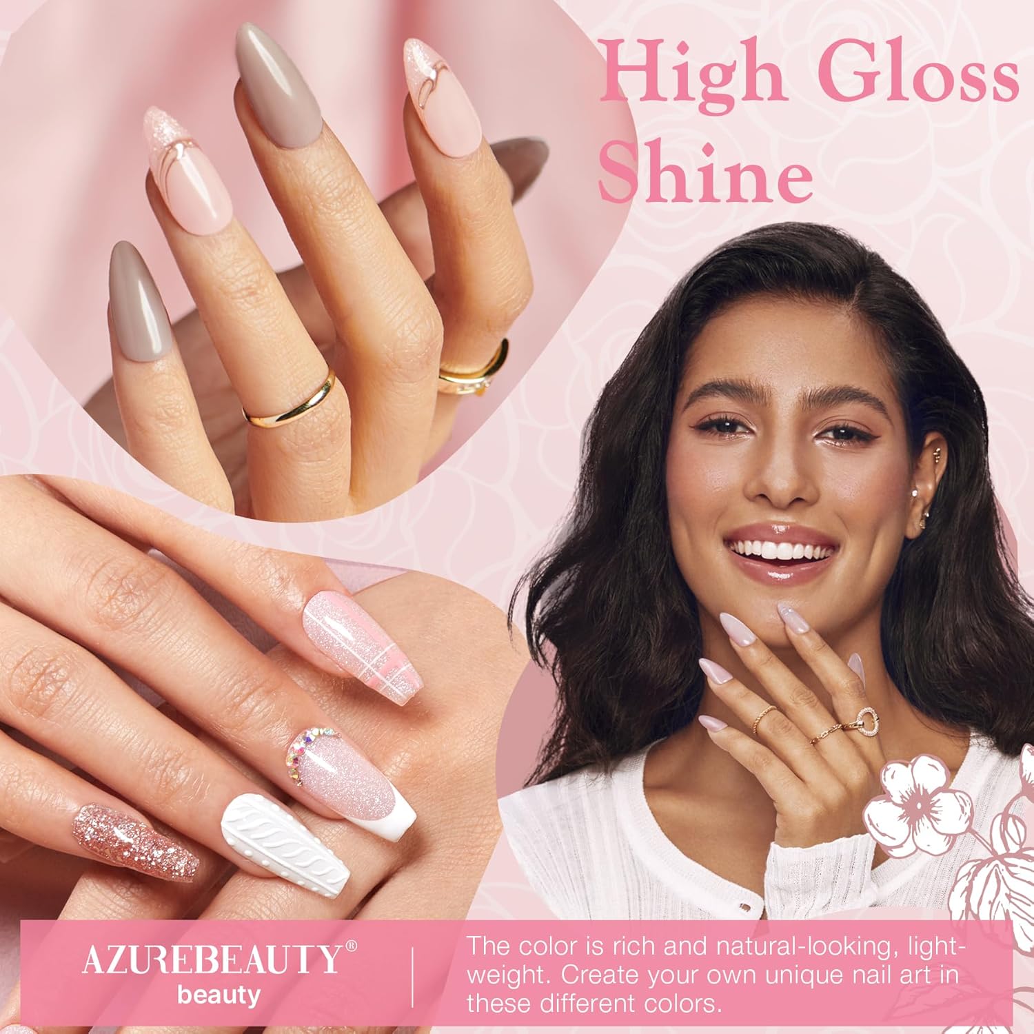 AZUREBEAUTY Dip Powder Nail Kit 28g/1Oz Nude Pink with Nourishing Hand Cream Hand Scrub Cuticle Oil Dipping Liquid Set Top/Base Coat Activator for Holidays Gift Set - Image 3