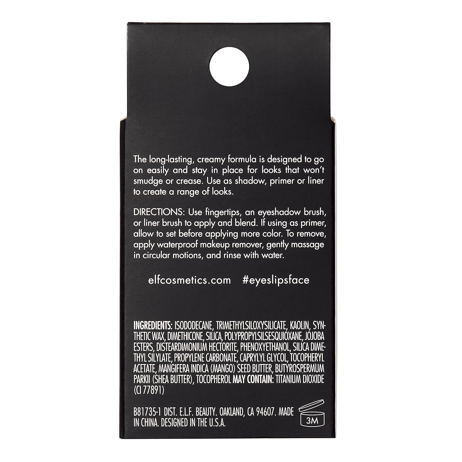 e.l.f. No Budge Cream Eyeshadow Wispy Cloud 3-in-1 Primer Liner Crease-Resistant Vegan Cruelty-Free - Image 6