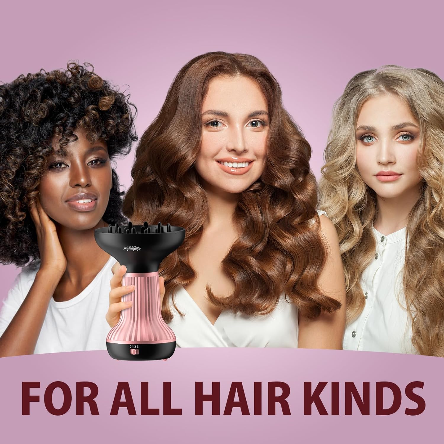 Diffuser Hair Dryer for Curly Hair: Professional 2 in 1 Diffuser & Hair Dryers with Ionic & Ceramic Technology for Wavy Hair Enhances Curls and Waves While Reducing Frizz, Gifts for Women - Image 7