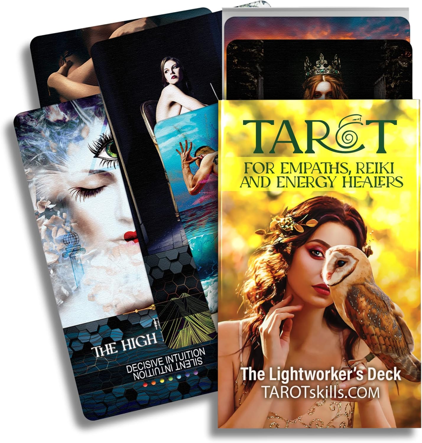 TAROTskills Lightworker’s Tarot Deck, Cards with Meanings on Them, Keywords, Reversed, Yes and No, Elements, Ultimate Beginner Deck, Includes Online Education for Learning Tarot