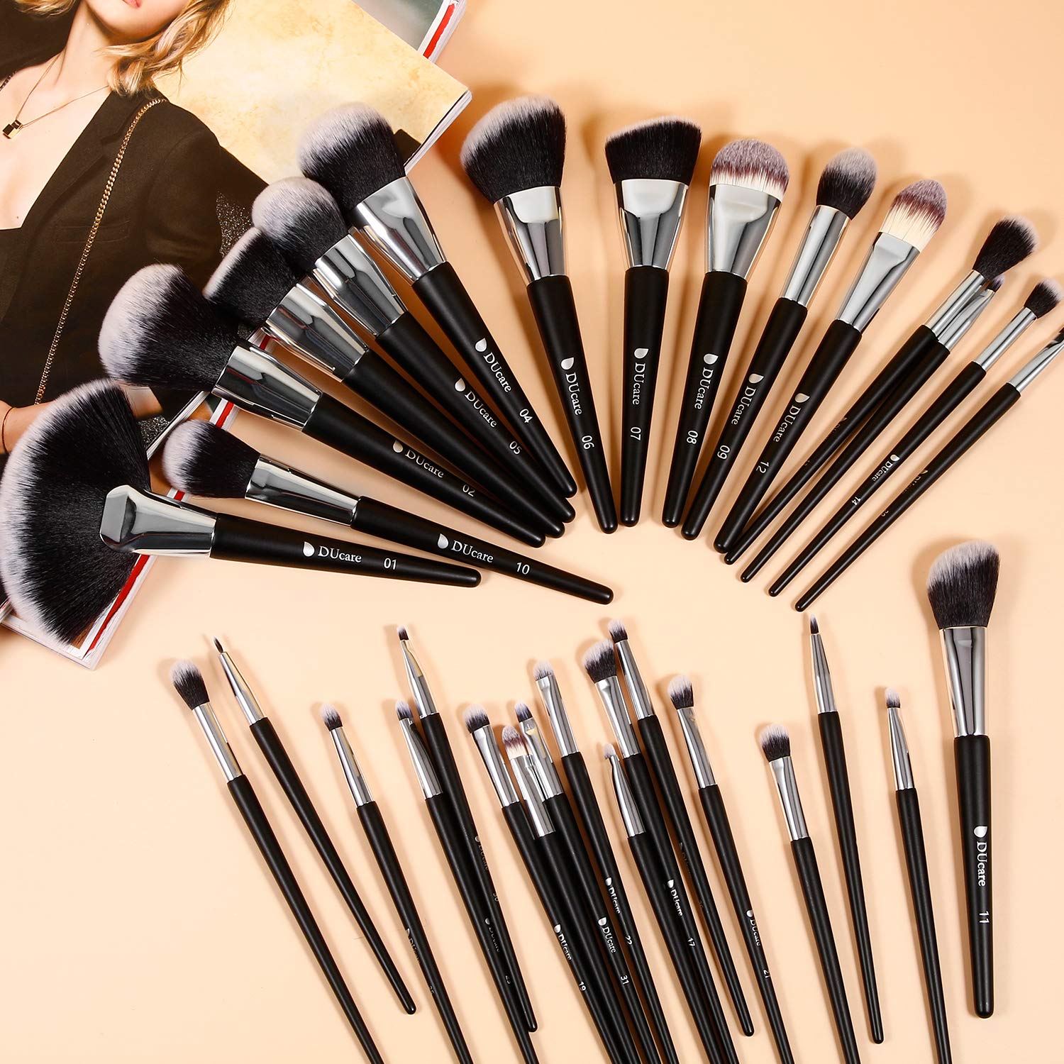 DUcare Makeup Brushes Professional 32Pcs Make up Brushes Set Premium Christmas Gift Synthetic Kabuki Foundation Blending Brush Face Powder Blush Concealers Eye Shadows - Image 3