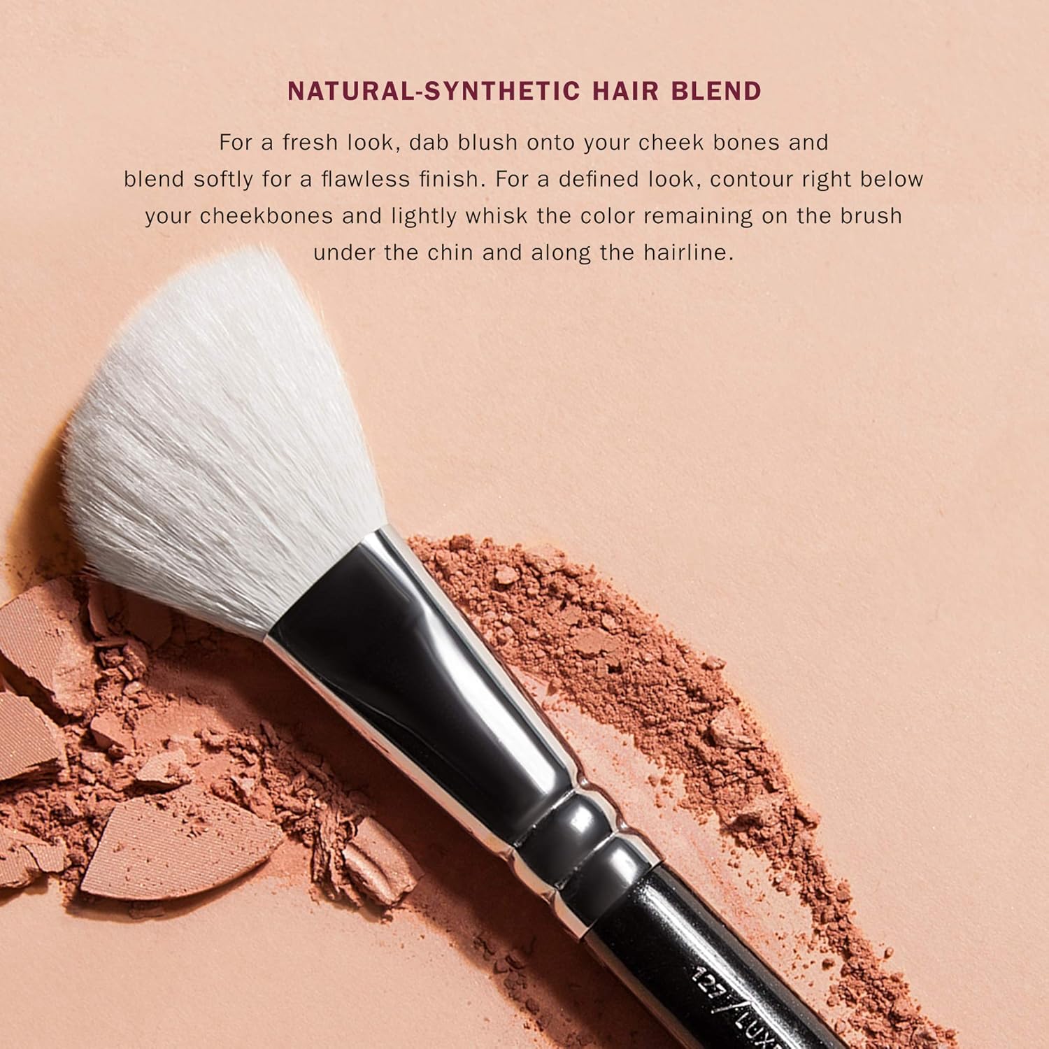 ZOEVA 127 Natural Synthetic Luxe Sheer Cheek Makeup Brush - Contour Brush, Natural, Powder Brush - Image 2