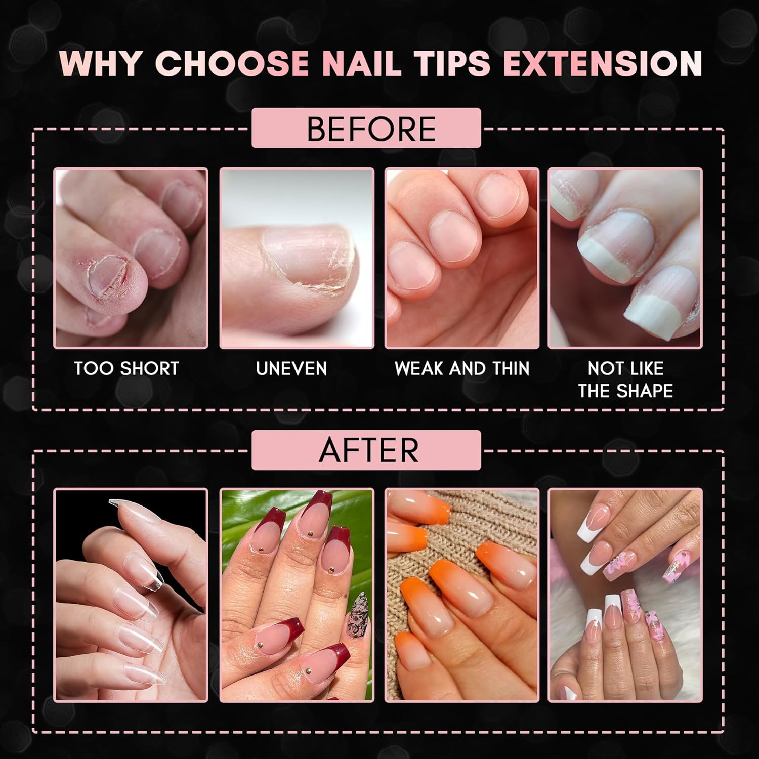 Makartt Short Coffin Clear Nail Tips, 500pcs Press on Full Cover Fake Ballerina Nails Tip Extension 10 Sizes Long Lasting Soak Off False Acrylic Kit for Home & Salon Use - Image 8