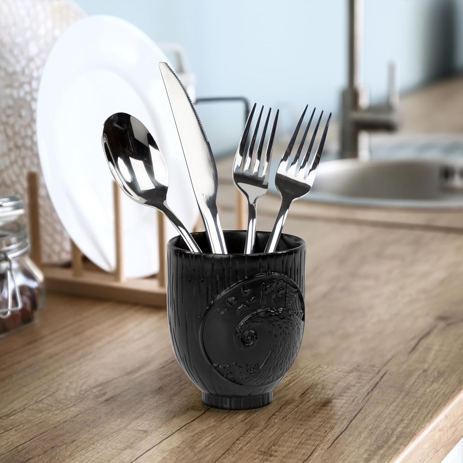 Jay Franco Disney Nightmare Before Christmas Tumbler - Black Resin Toothbrush/Pen Holder Features Jack & Sally - Bathroom Décor - Image 6