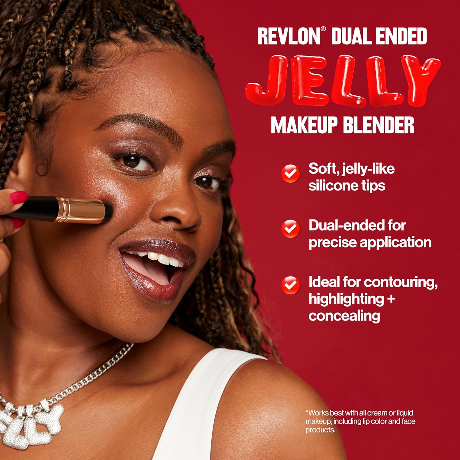 Revlon Dual Ended Jelly Makeup Blender Tool, Silicone Makeup Applicator for Blush, Bronzer, Concealer, Contour, Eyes, and Lips, 1 count - Image 3