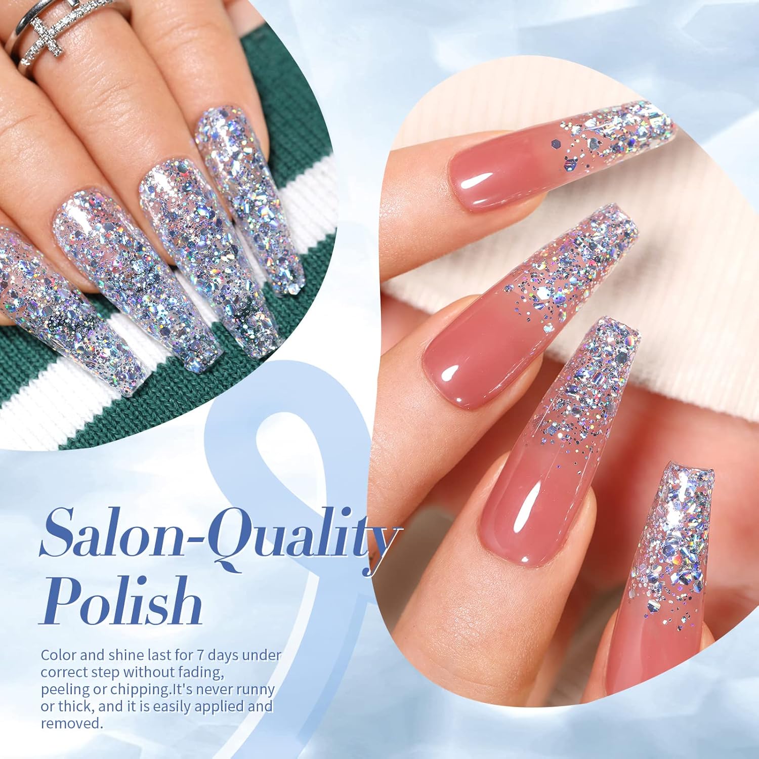 Born Pretty Holographic Nail Polish Silver Glitter Sequins Nail Polish 10ML - Image 4
