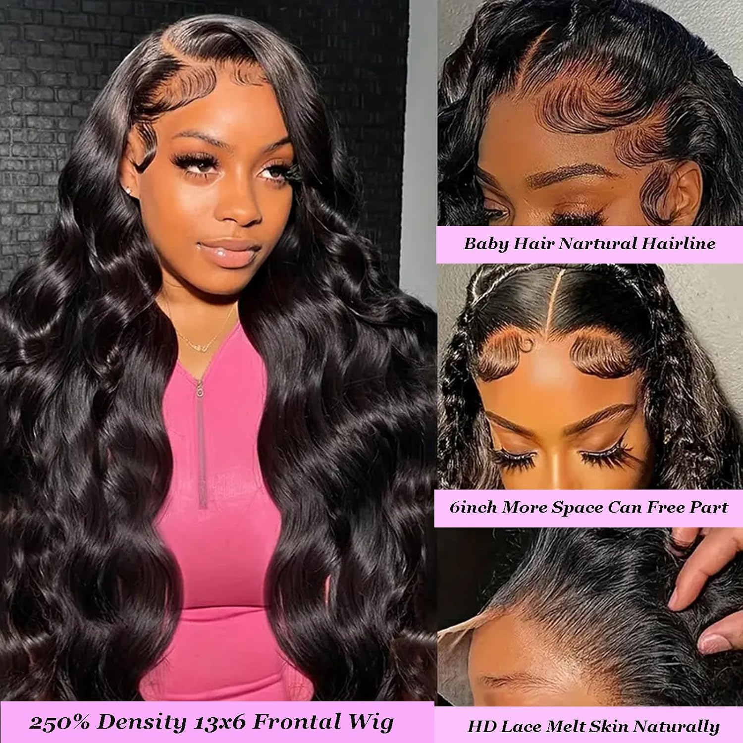 250 Density HD Lace Front Wigs Human Hair Pre Plucked 13x6 Lace Front Wigs Human Hair Wigs for Women Body Wave Wig 13x6 HD Lace Front Wigs Human Hair 22inch Body Wave Lace Front Wigs Human Hair - Image 2