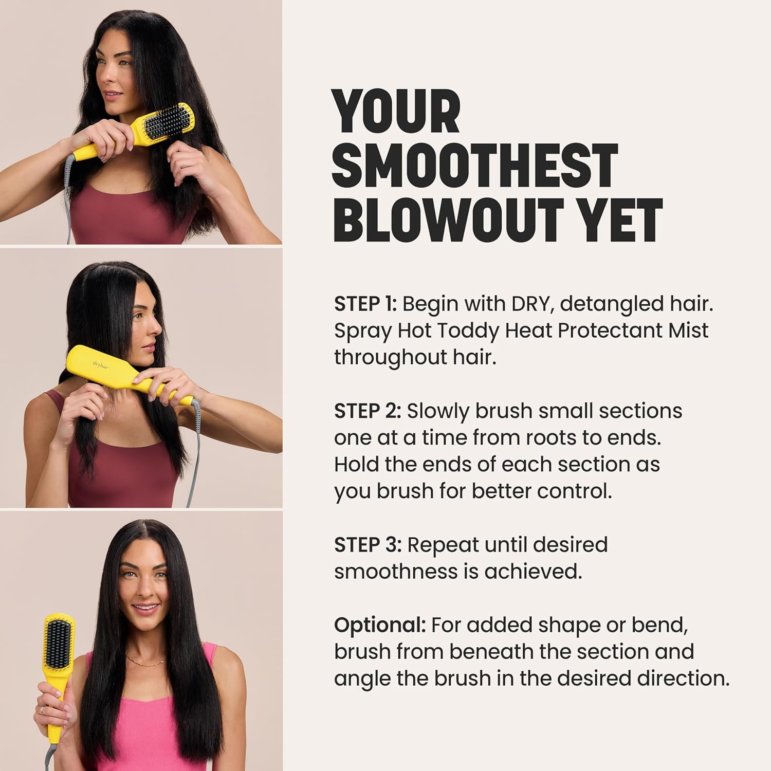 Drybar The Brush Crush Heated Straightening Brush | One Step Hair Straightener Brush, Smooth and Style for Frizz-free Hair, Works With All Hair Types - Image 5