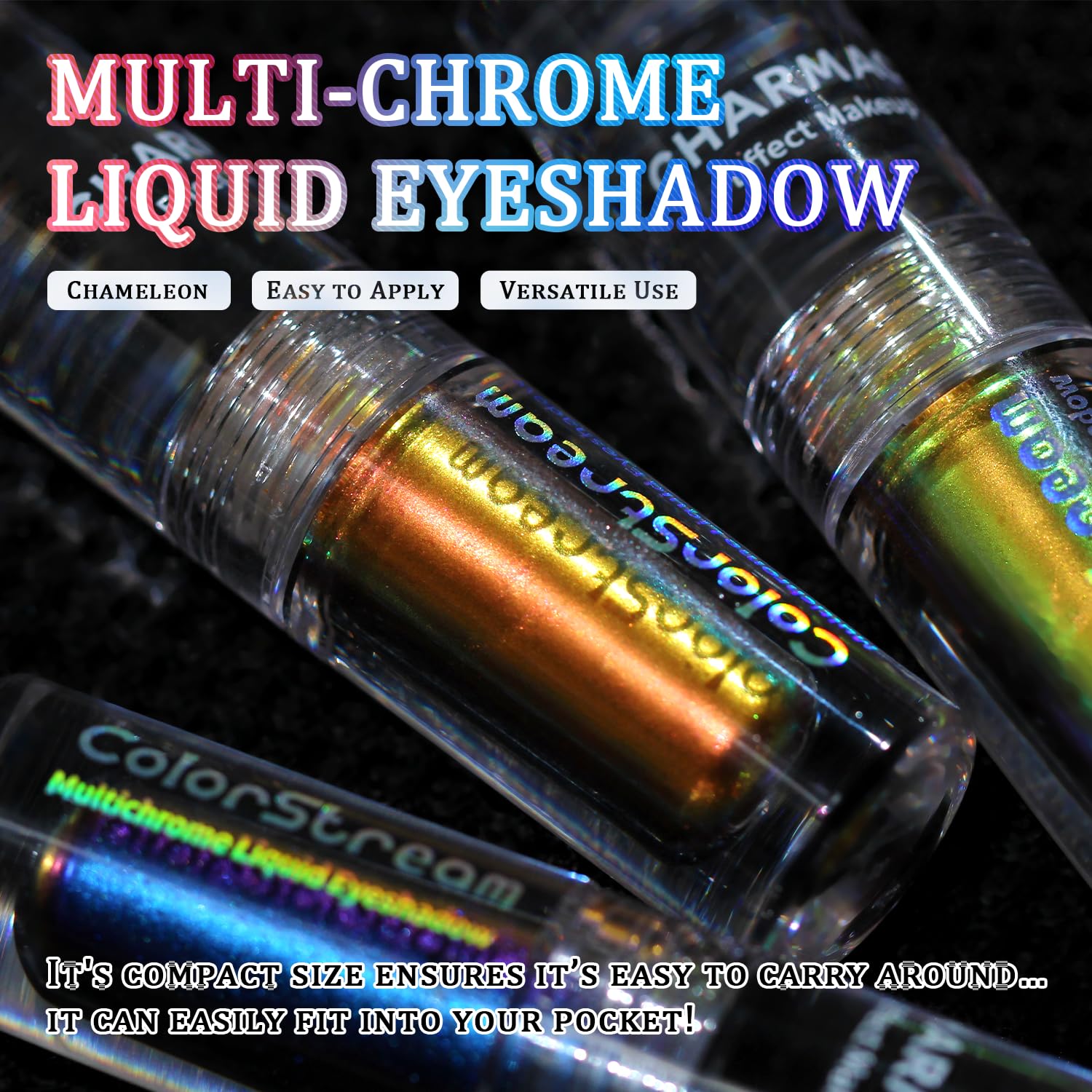 CHARMACY Liquid Duochrome Eyeshadow, Multi-Dimensional Eye Looks, Long Lasting Glitter Eye Shadow Sets Metallic Pigments, Quick Drying, Sparkling Shiny Eye Makeup for Beginners, 1.6g (#303) - Image 3