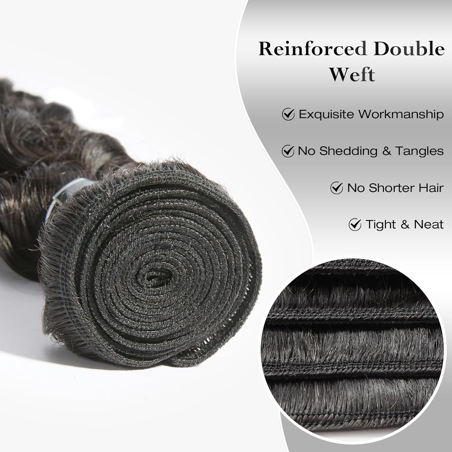 ASHINE Human Hair Bundles Deep Wave Unprocessed Cambodian Raw Hair 16 18 20 Inch, Flip Over Quick Weave Wet and Wave Bundles for Women Natural Black - Image 2