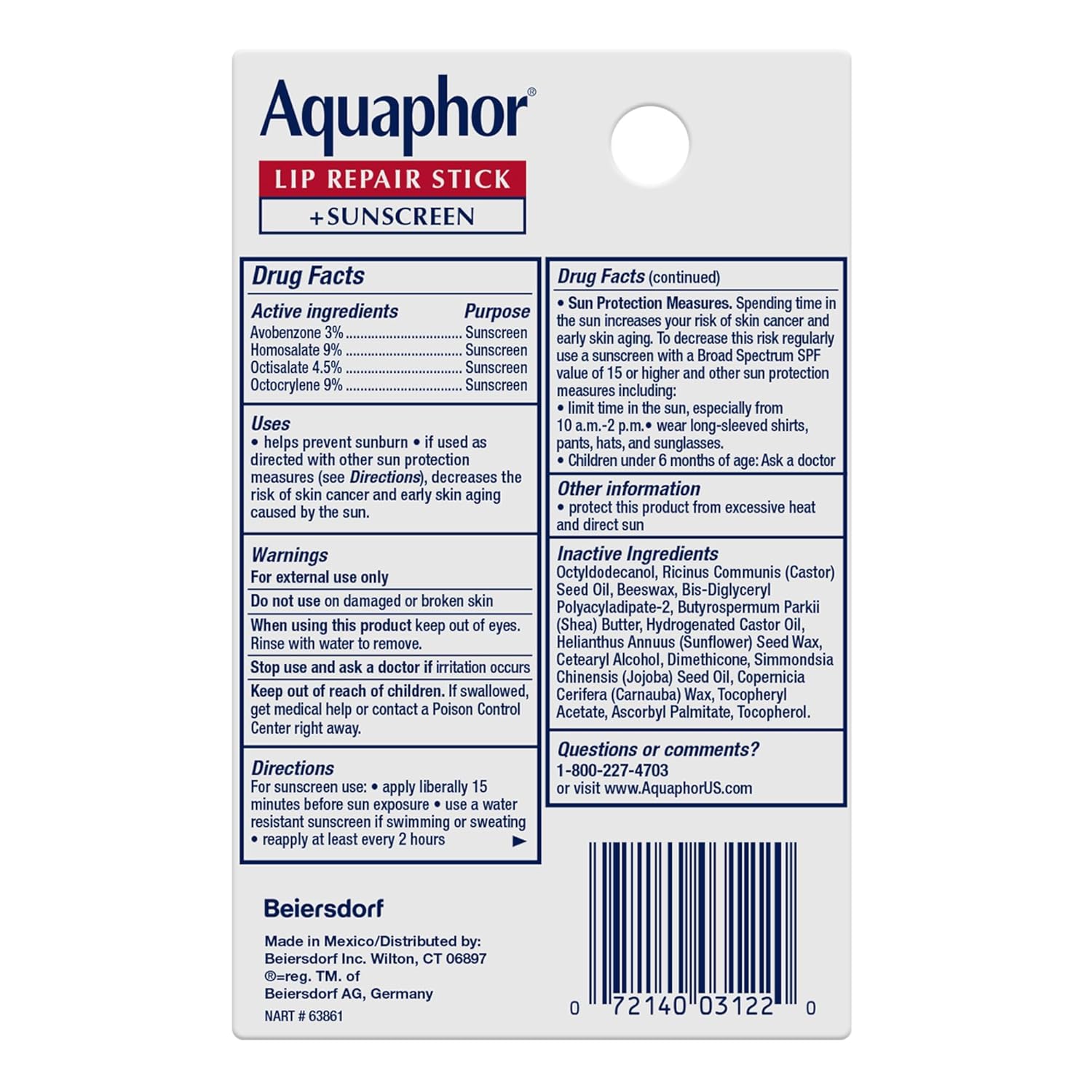 Aquaphor Lip Repair and Protect Stick with Sunscreen, Broad Spectrum SPF 30 Sunscreen Lip Balm, 0.17 Oz Stick, Pack of 4 - Image 12