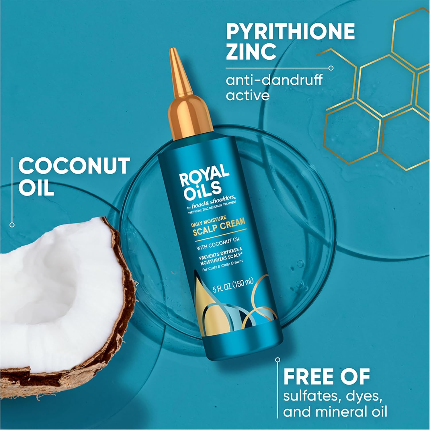 Head & Shoulders Scalp Cream Treatment, Daily Moisture, Anti Dandruff, Royal Oils Collection with Coconut Oil, Scalp Care for Natural and Curly Hair, 5.0 fl oz - Image 7
