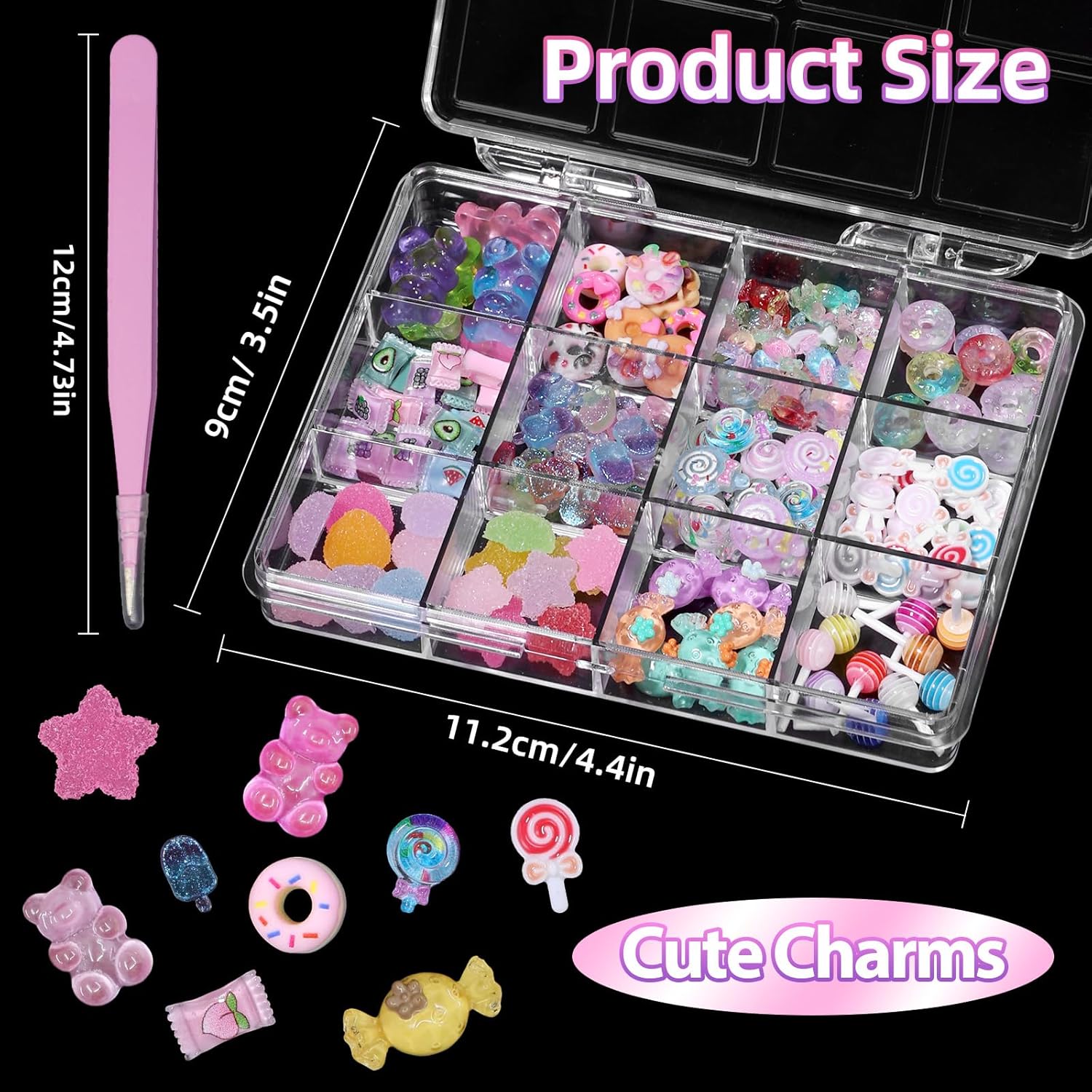 3D Candy Nail Charms for Acrylic Nails, Multi Color Lollipop Donuts Bears Sweet Cute Nail Charms, Star Heart Gummy Candy Jewelry Nail Charms for Nail Art DIY Decorations Design - Image 4
