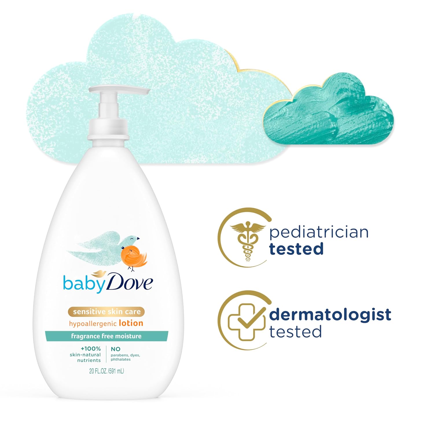 Baby Dove Face and Body Lotion for Sensitive Skin Moisture Fragrance-Free Baby Lotion 20 oz - Image 3
