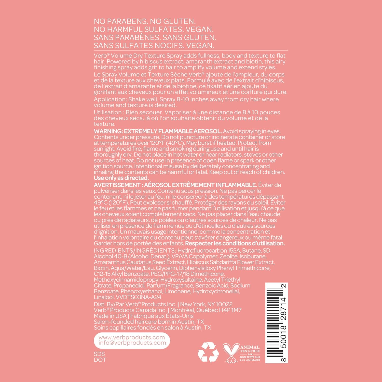 VERB Volume Dry Texture Spray- Boosts Volume, Adds Fullness & Weightless Grit - Sulfate, Paraben and Gluten Free - Image 10