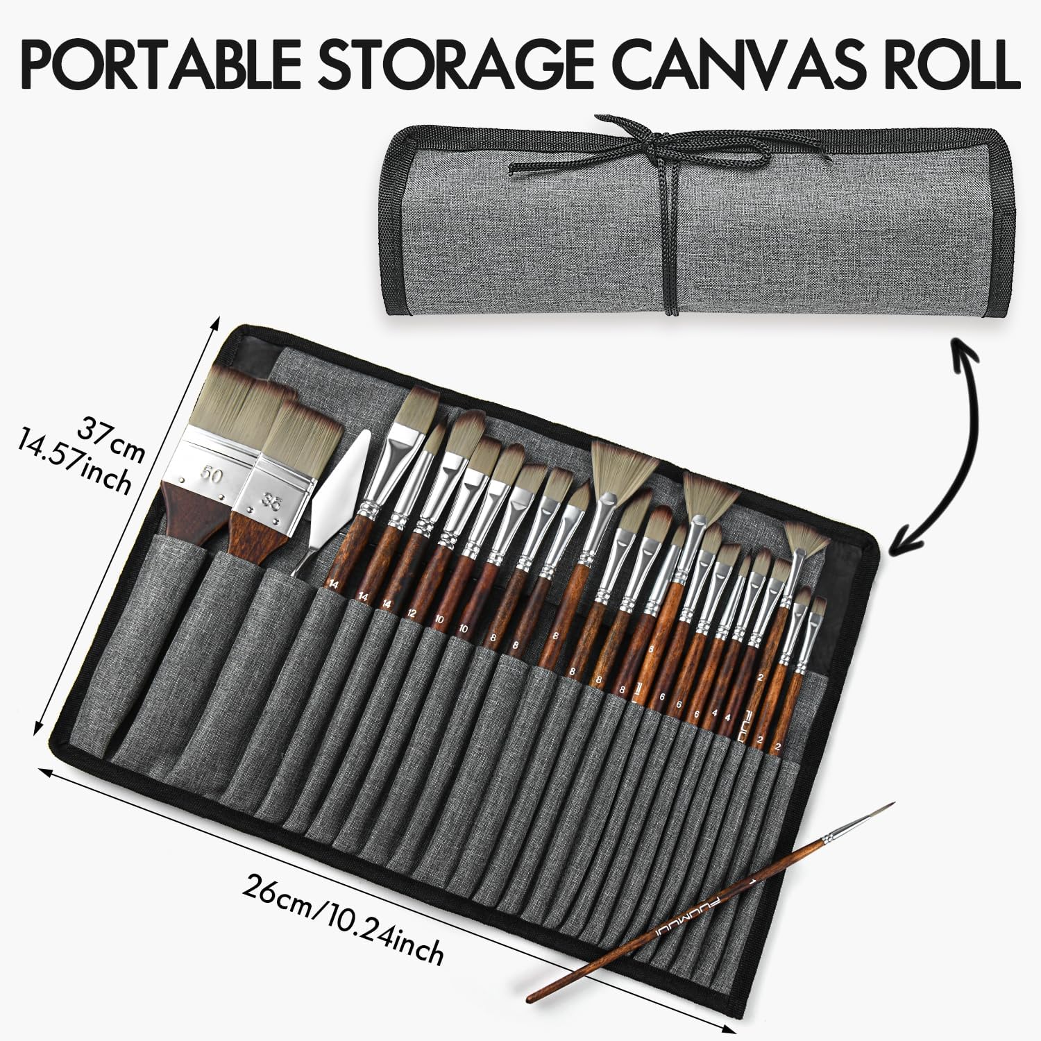 25pcs Paint Brush Set, Fuumuui Acrylic Paint Brushes, Professional Artist Series with Wide Flat, Filbert, Fan, Dagger, Cat Tongue, Round, Angle, Rigger for Oil, Acrylic Canvas Paintings, Face Painting - Image 7