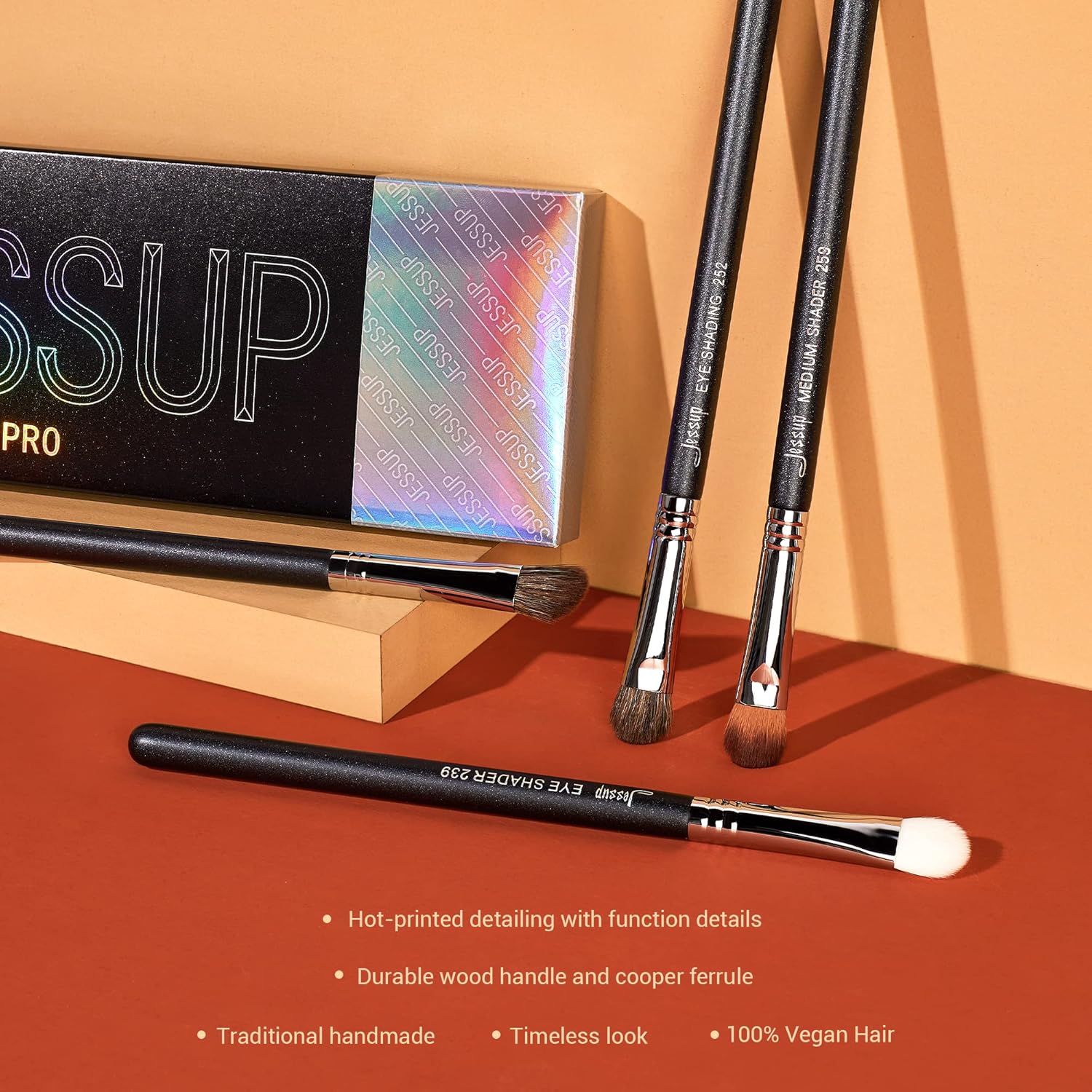 Jessup Eyeshadow Brush Set 12pcs Eye Makeup Brushes Set Professional Premium Sythetic Eye Shadow Blending Smoky Shader Concealer Brush Black T339 - Image 7