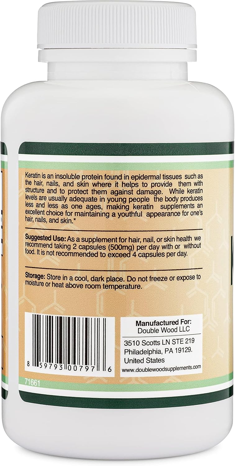 Keratin Hair Growth Vitamins 500mg 120 Vegan Pills for Strong Hair Skin Nails - Image 4