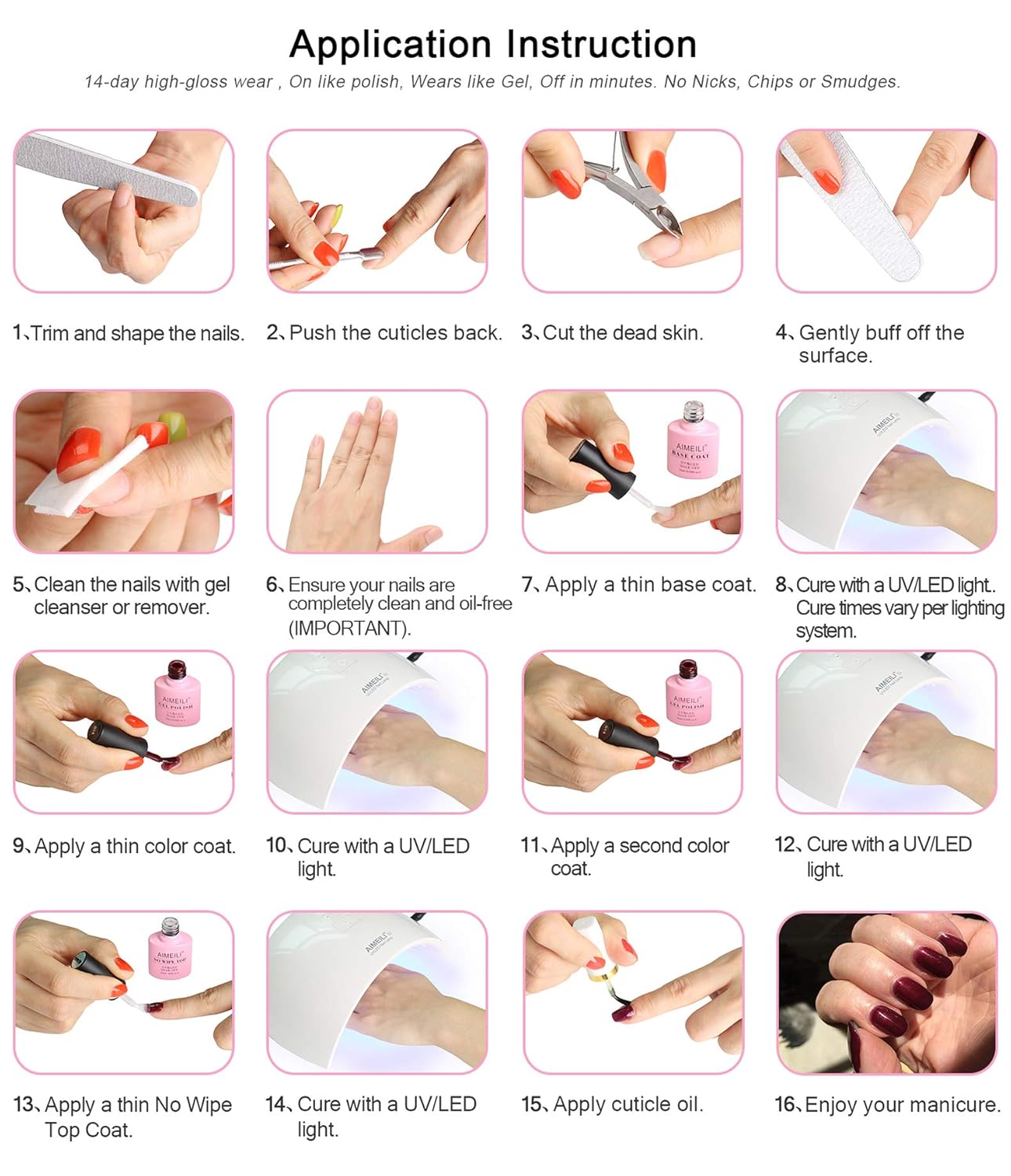 AIMEILI Gel Nail Polish Soak Off U V LED Nude Gel Polish - Rose Nude (022) 10ml - Image 10