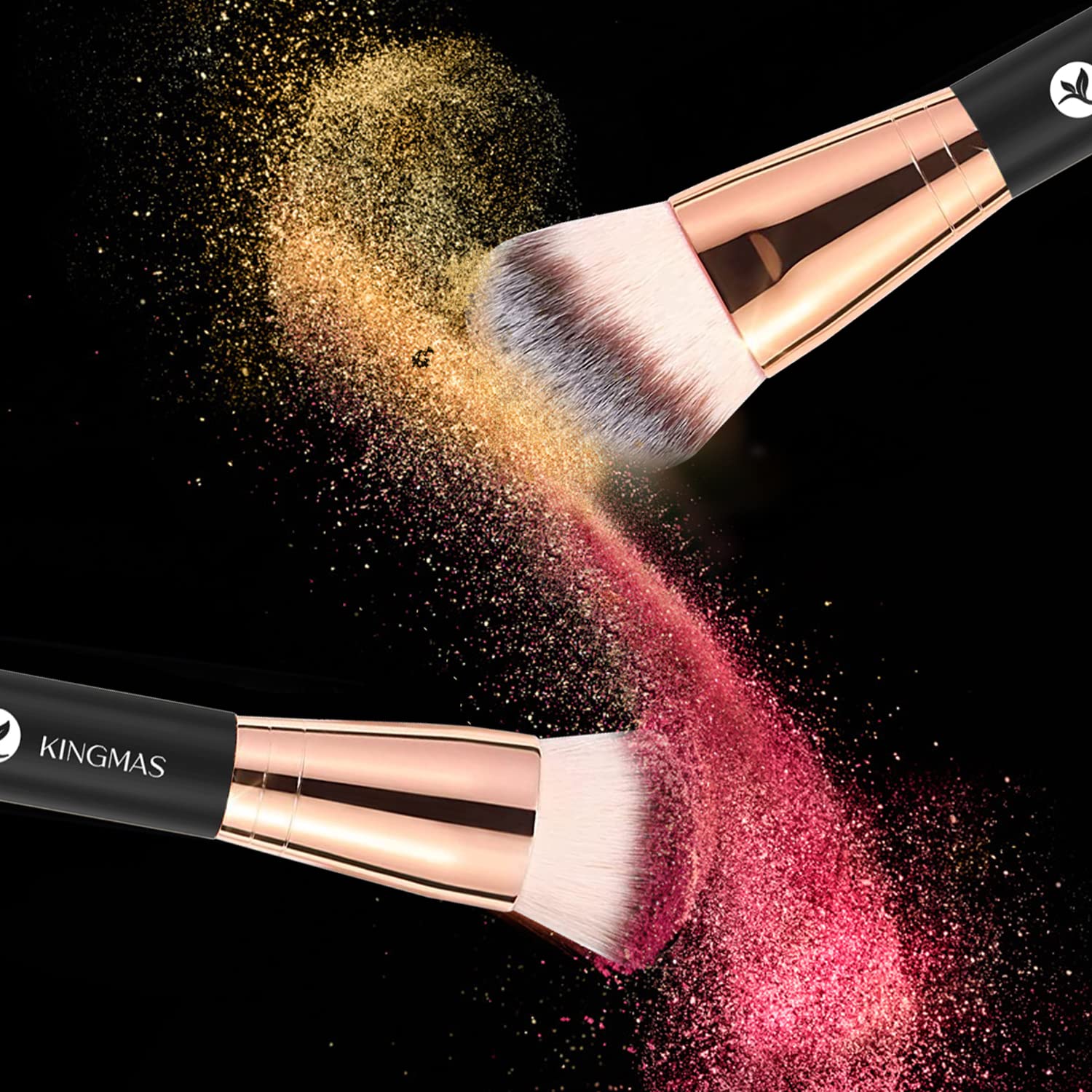 KINGMAS Foundation Makeup Brush, Premium Kabuki Brush, Double-Ended Contour Brush (Flat/Angled Round Top) for Blending Liquid Powder Concealer Cream Blush Makeup Brush - Image 7