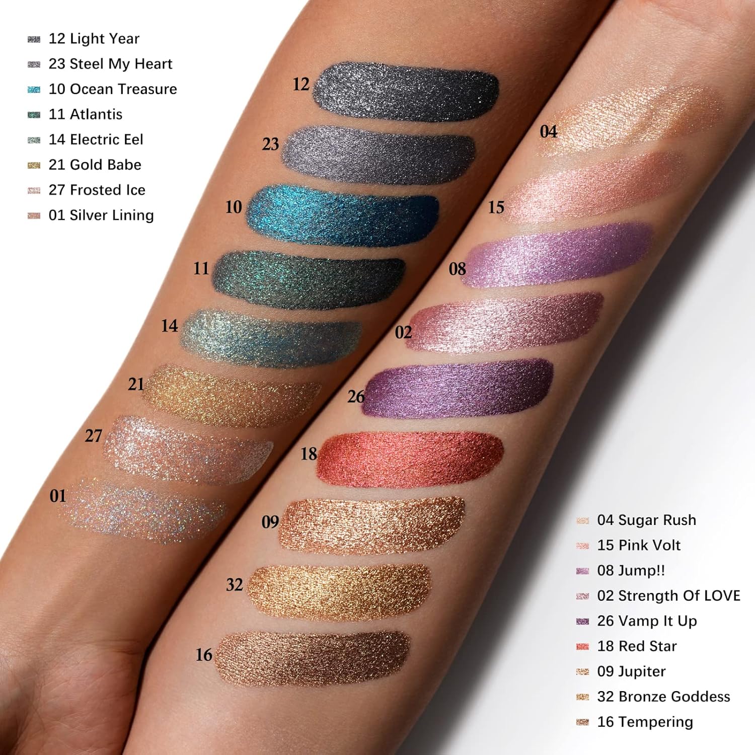 Oulac Liquid Glitter Eyeshadow - White Shimmer Eye Makeup | Non-Creasing, Lightweight, Moisturizing Formula - Easy to Remove. Vegan & Cruelty-Free (27) - Image 8
