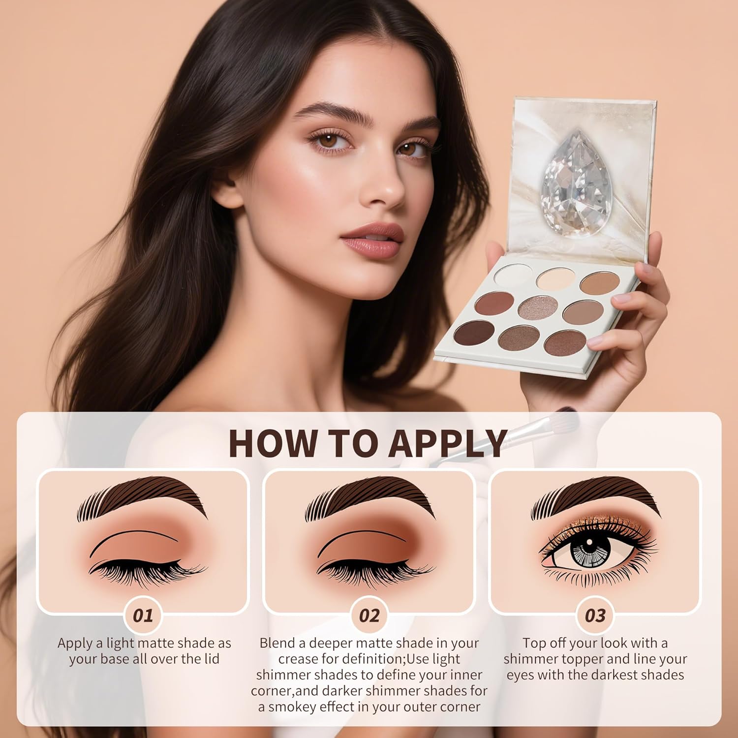 docolor Neutral Eyeshadow Palette 9 Colors Nude Brown Eyeshadow Palette Eye Shadow Palette Makeup Palettes with Velvety and Silky Finishes Highly Pigmented Mattes Shimmers Glitter Eye Makeup Palettes - Image 9